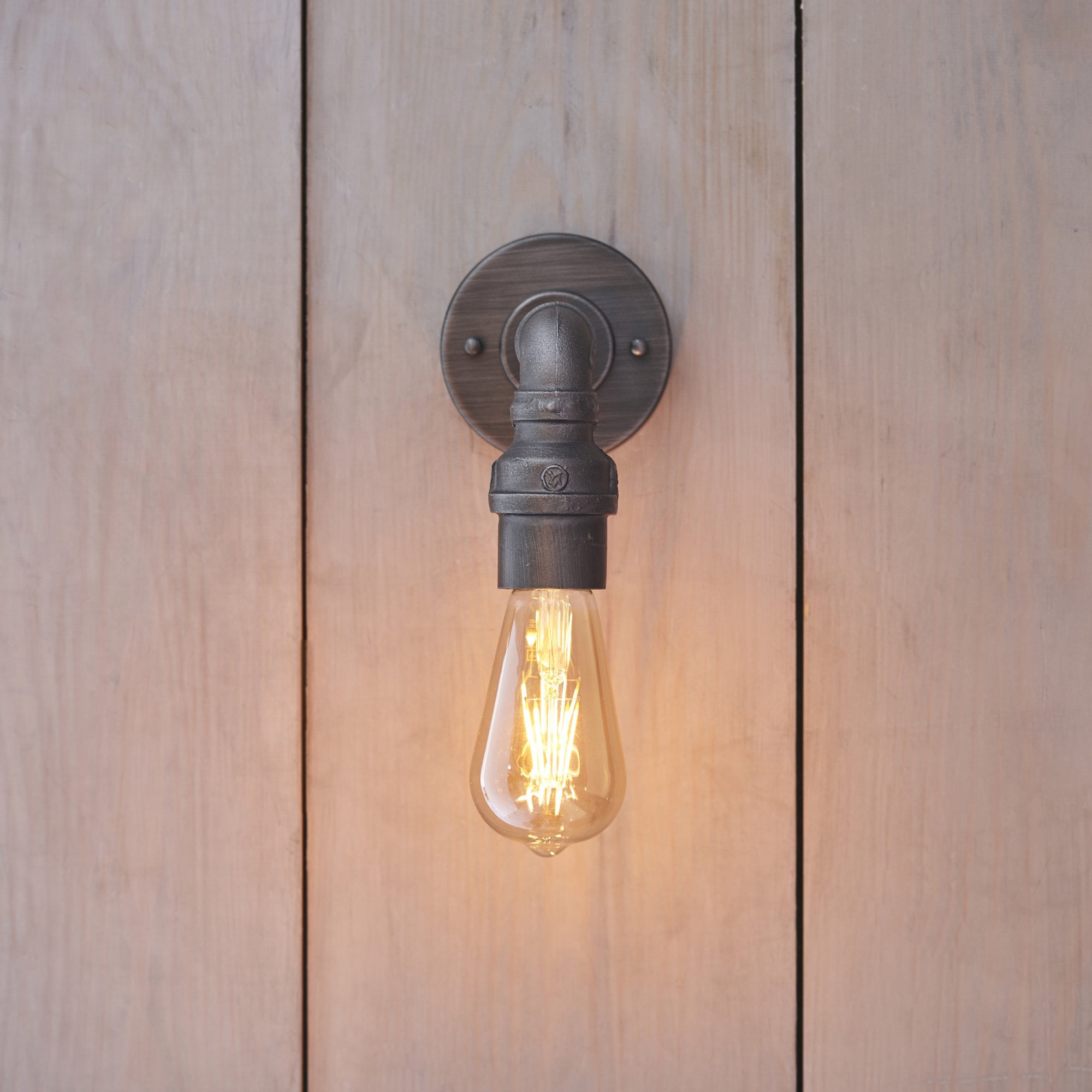 Endon Pipe Single Light Wall Light - Aged Pewter Paint
