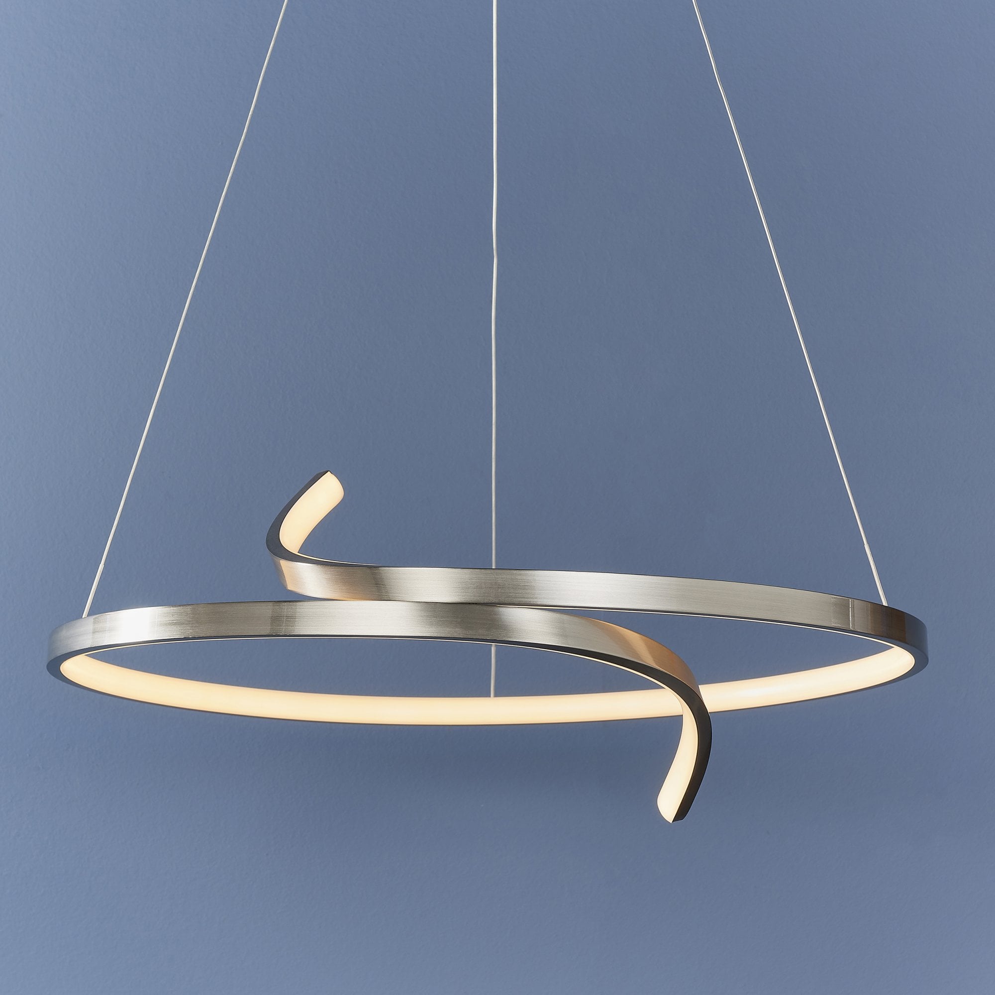 Endon Rafe Single Light Pendant - Satin Nickel Plate & White Silicone