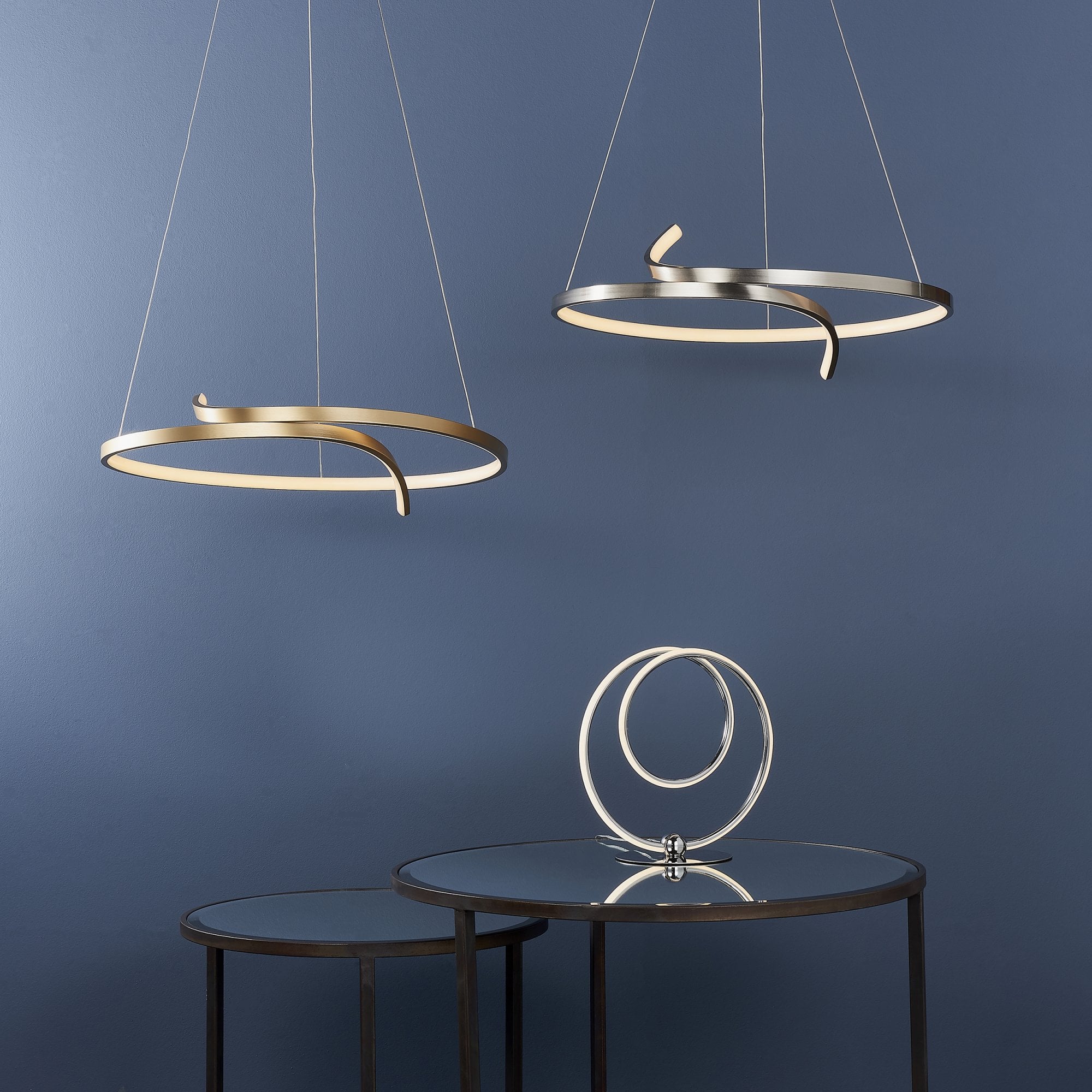 Endon Rafe Single Light Pendant - Satin Nickel Plate & White Silicone