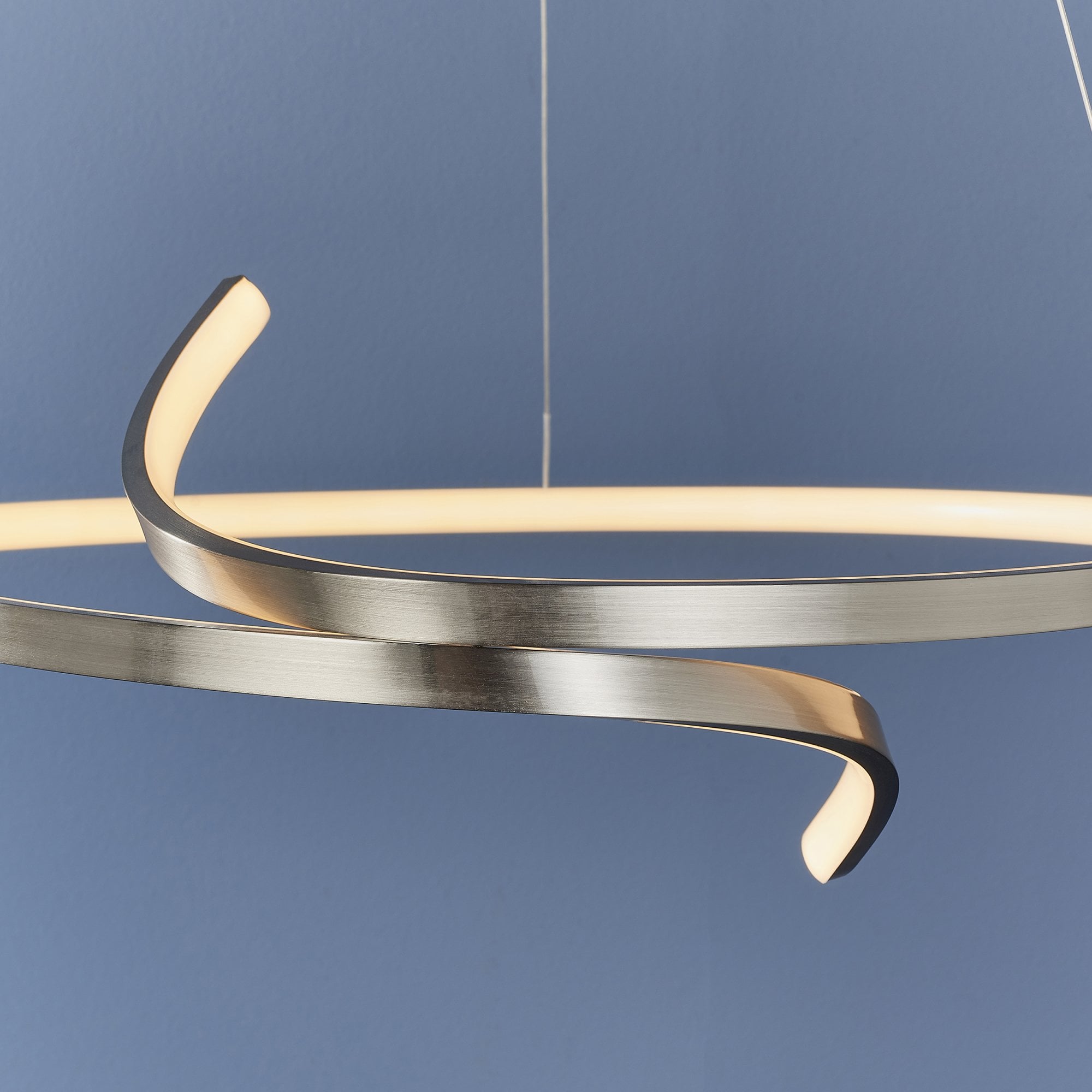 Endon Rafe Single Light Pendant - Satin Nickel Plate & White Silicone