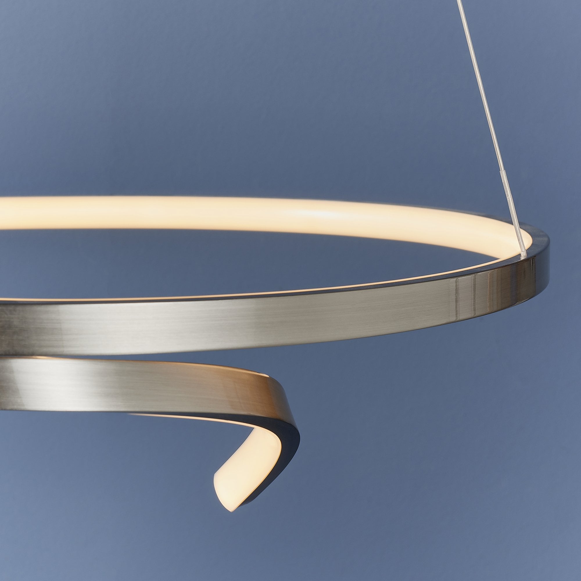Endon Rafe Single Light Pendant - Satin Nickel Plate & White Silicone