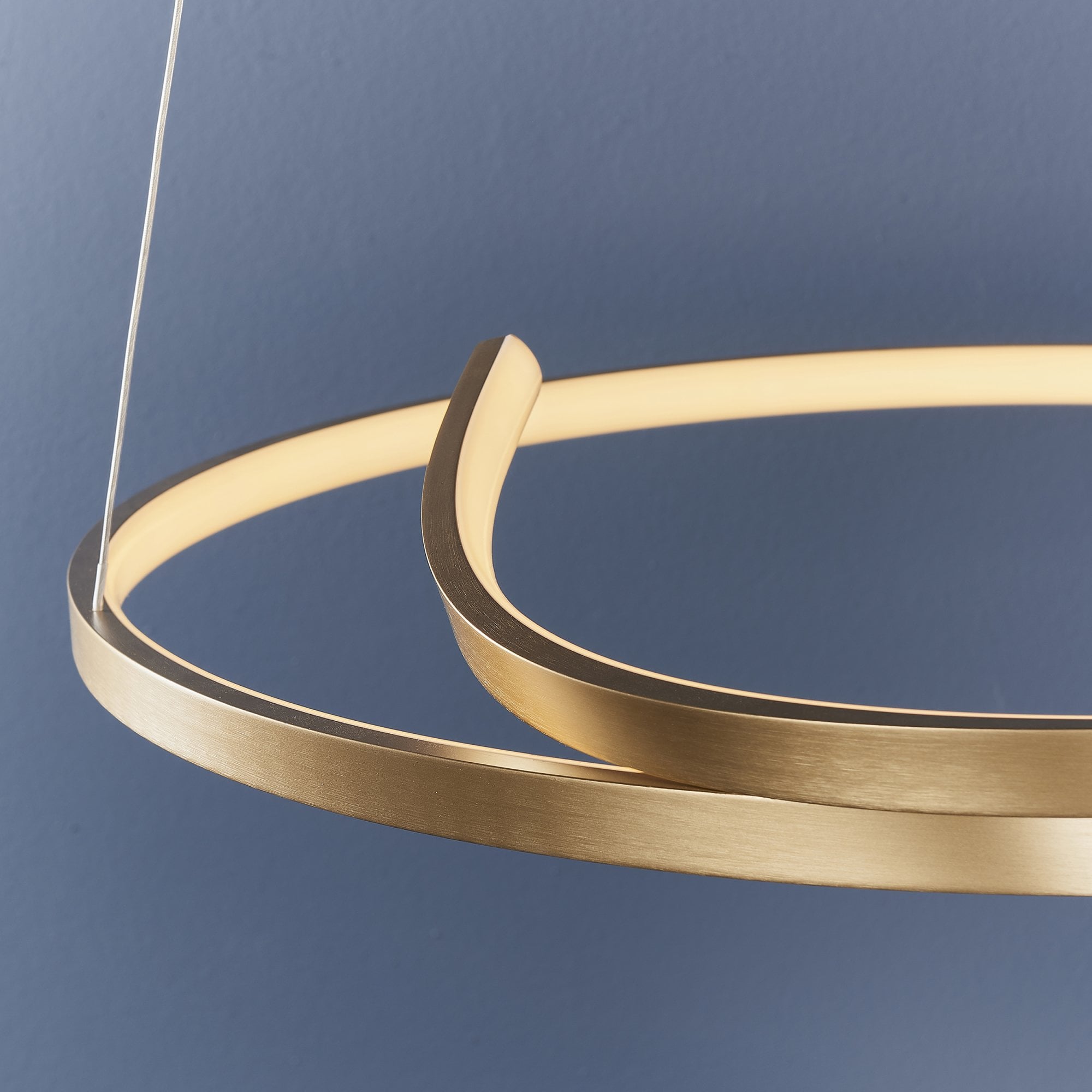 Endon Rafe Single Light Pendant - Brushed Gold Plated Finish & White Silicone