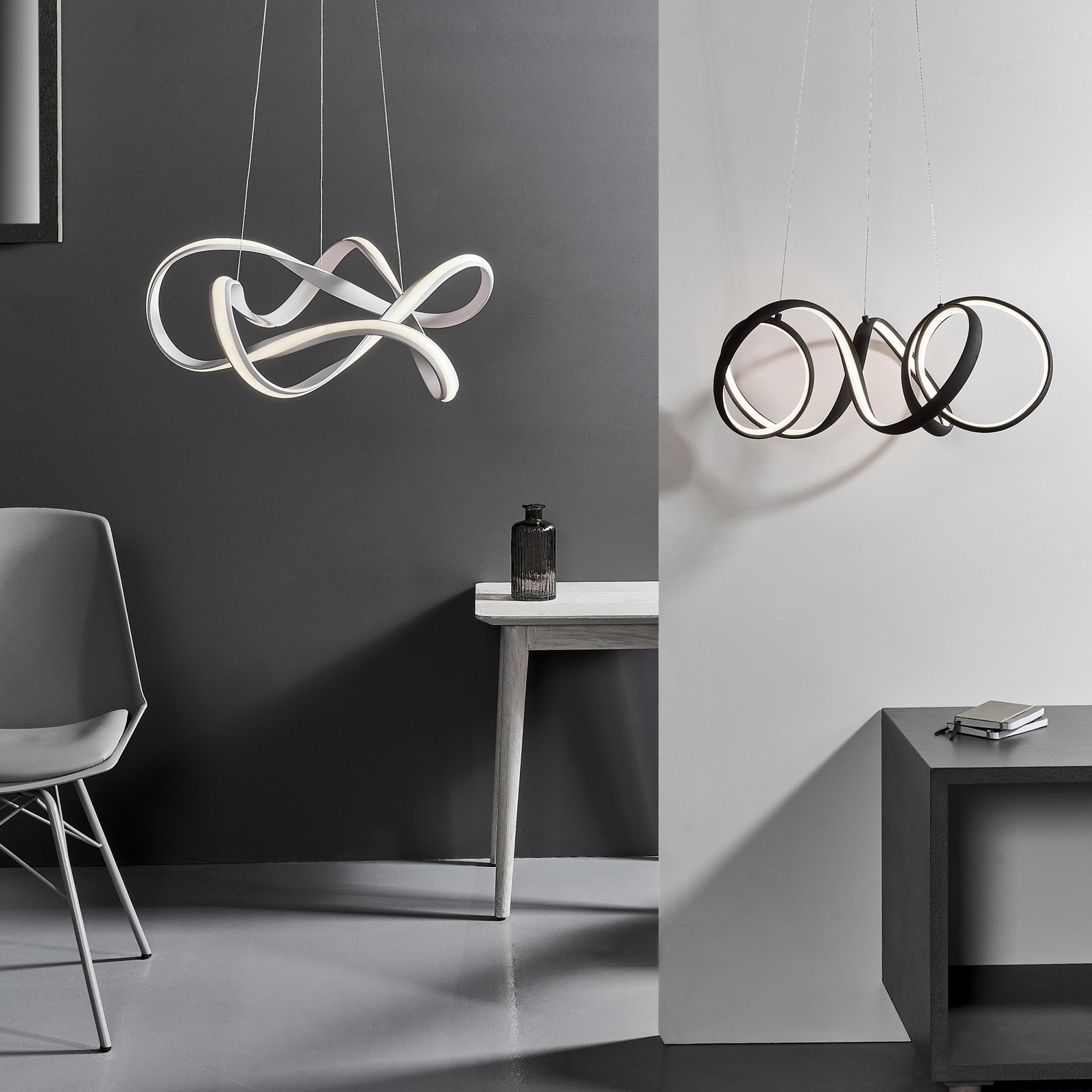 Endon Synergy Single Light Pendant - Textured White Paint & White Silicone