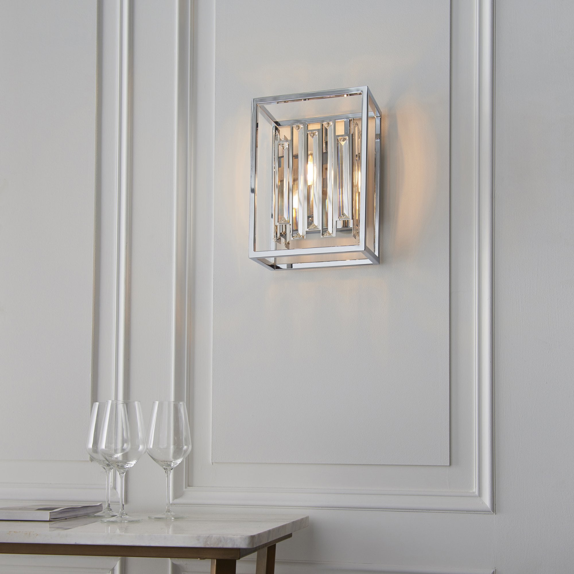 Endon Acadia Single Light Wall Light - Clear Crystal & Chrome Plate