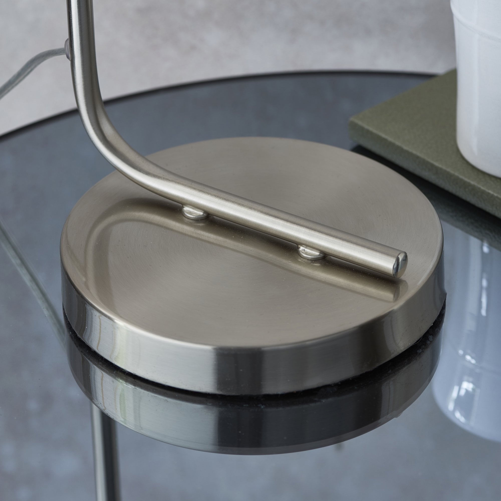 Endon Toledo Single Light Table Lamp - Brushed Nickel Plate & Clear Glass