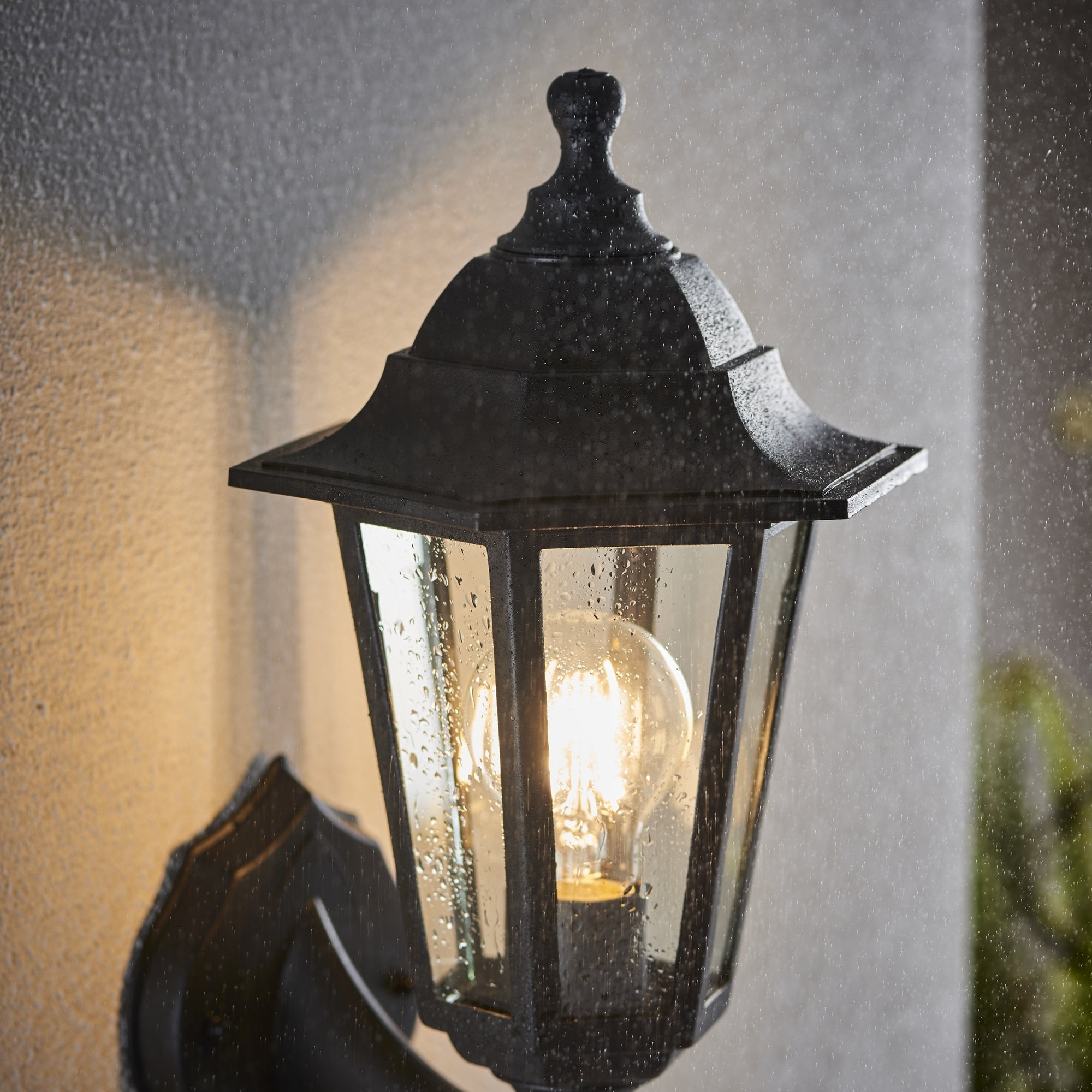 Endon Bayswater Single Light Wall Light - Black Polypropylene & Clear Glass