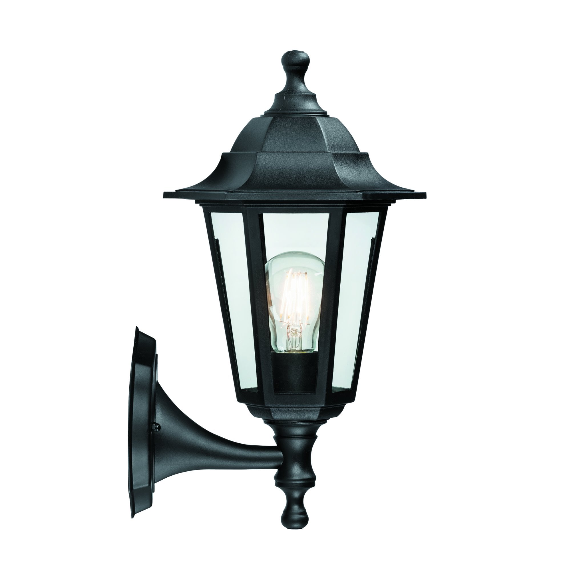 Endon Bayswater Single Light Wall Light - Black Polypropylene & Clear Glass