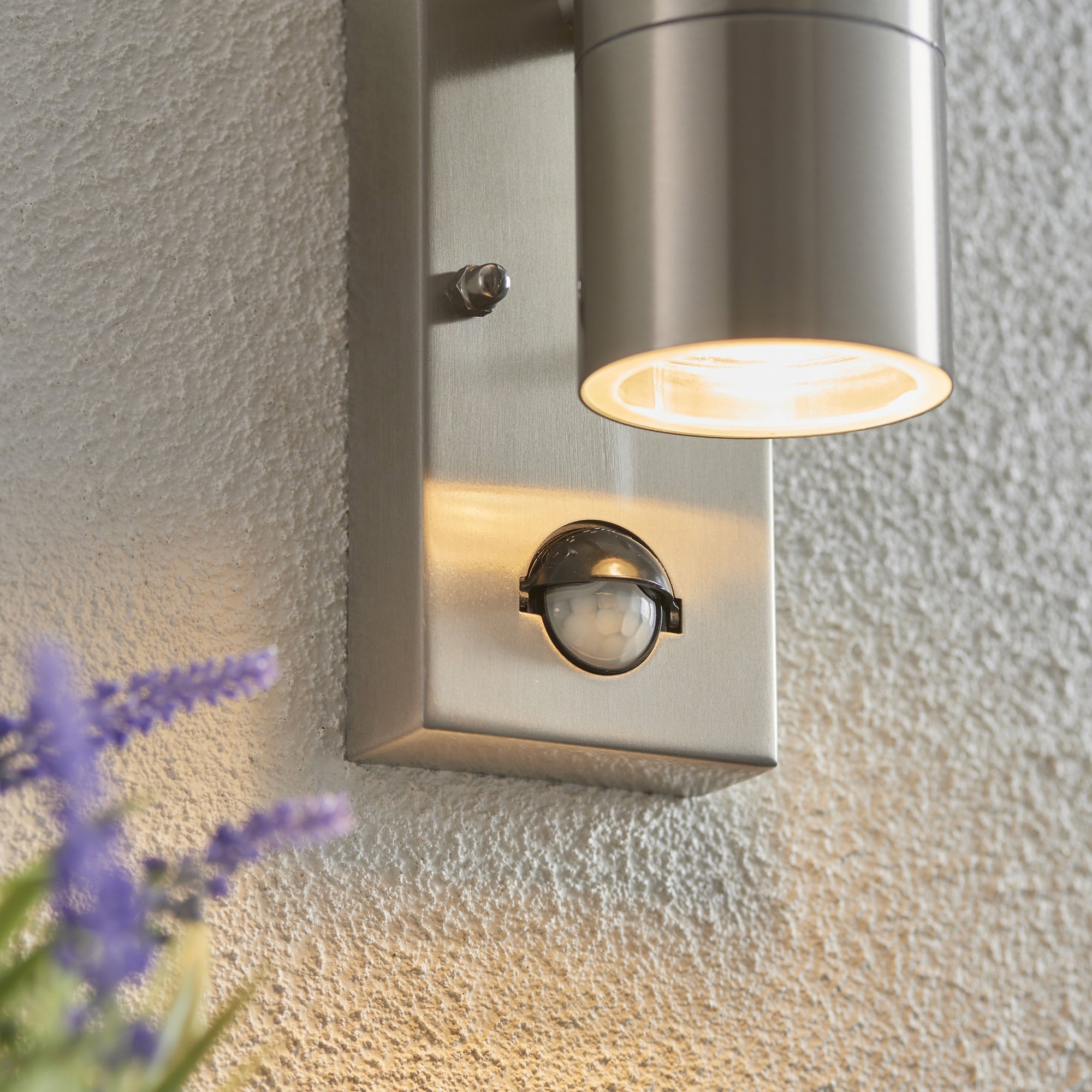 Endon Canon Pir 2 Light Wall Light - Polished Stainless Steel & Clear Glass