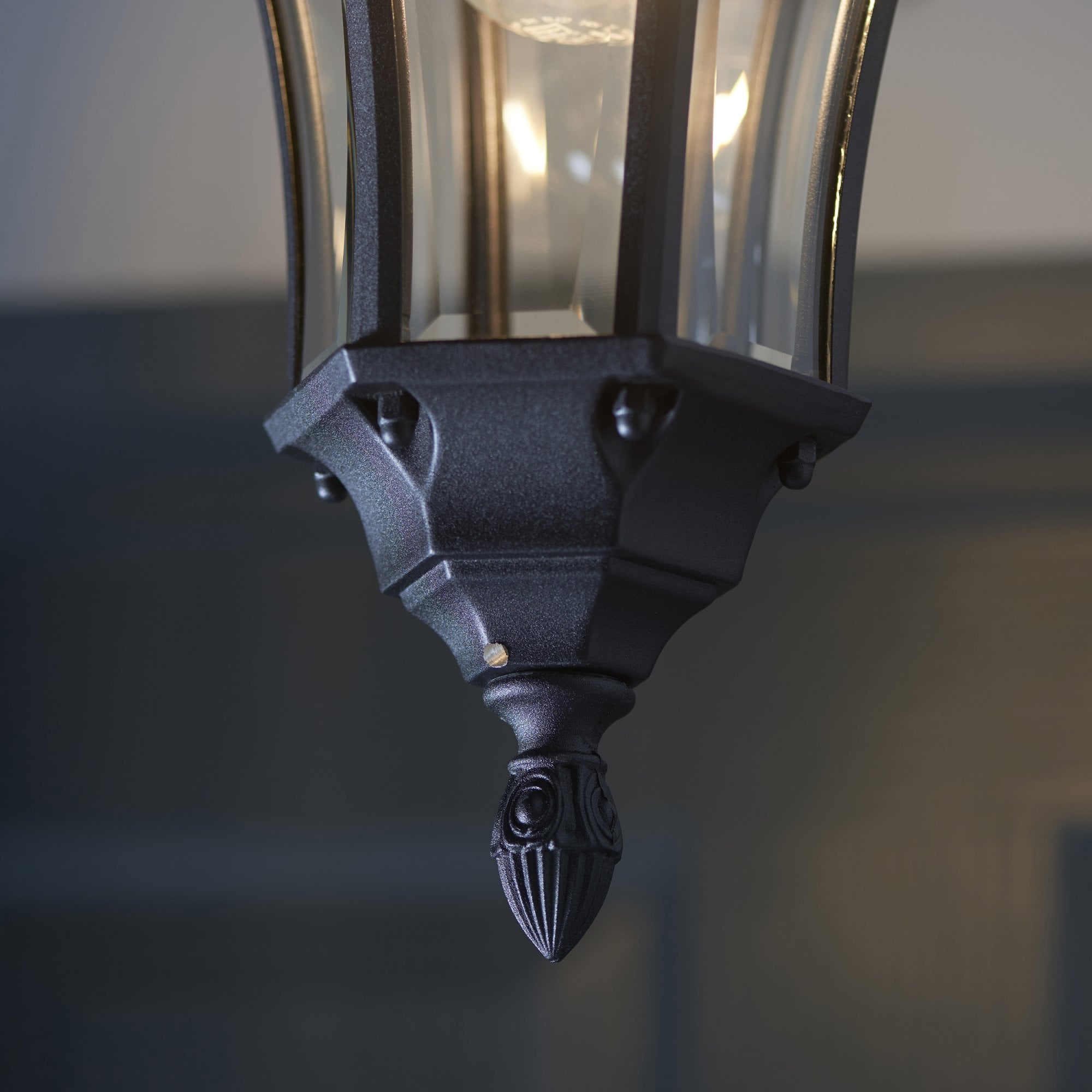 Endon Drayton Single Light Pendant - Textured Black & Clear Glass
