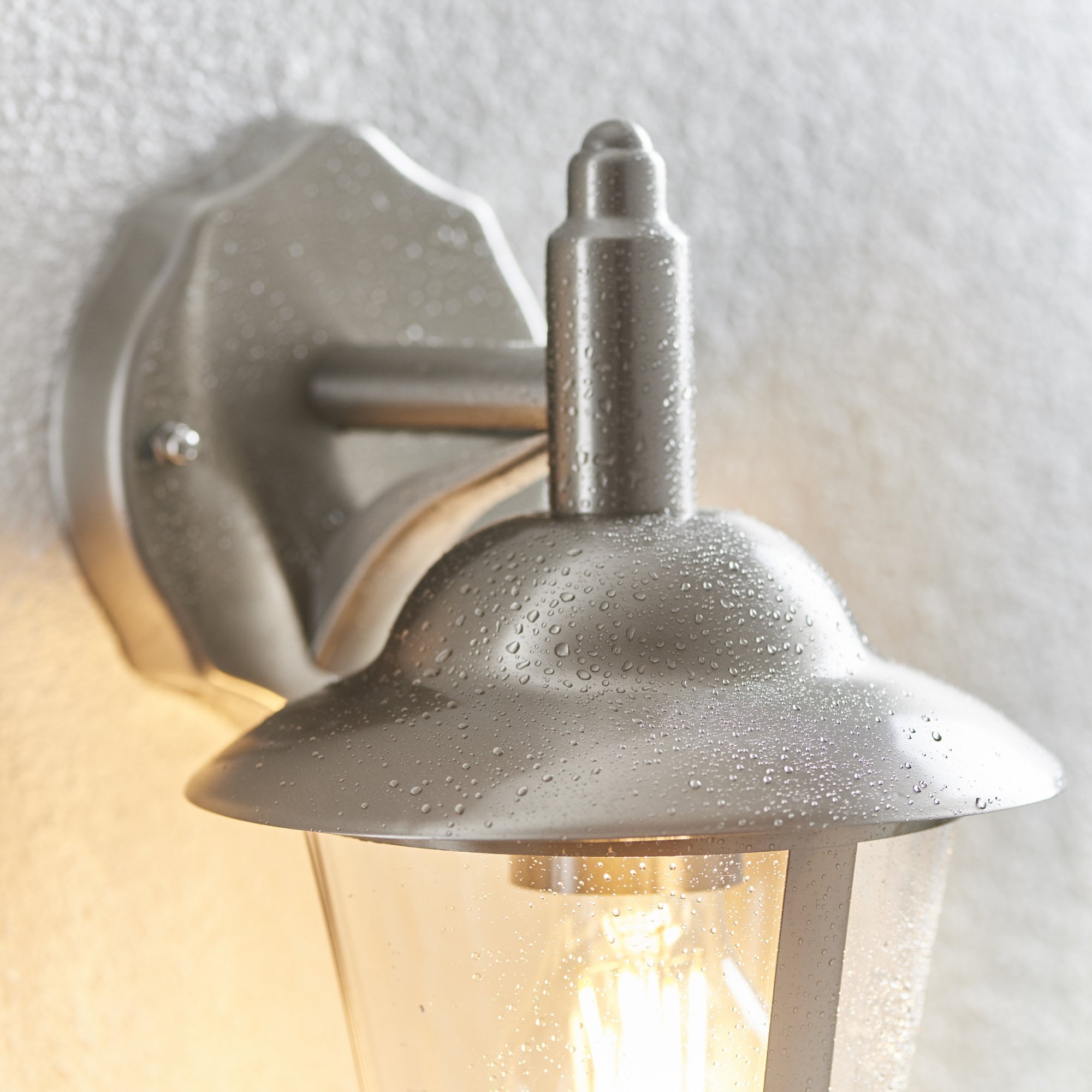 Endon Klien Single Light Down Wall Light - Polished Stainless Steel & Clear Pc
