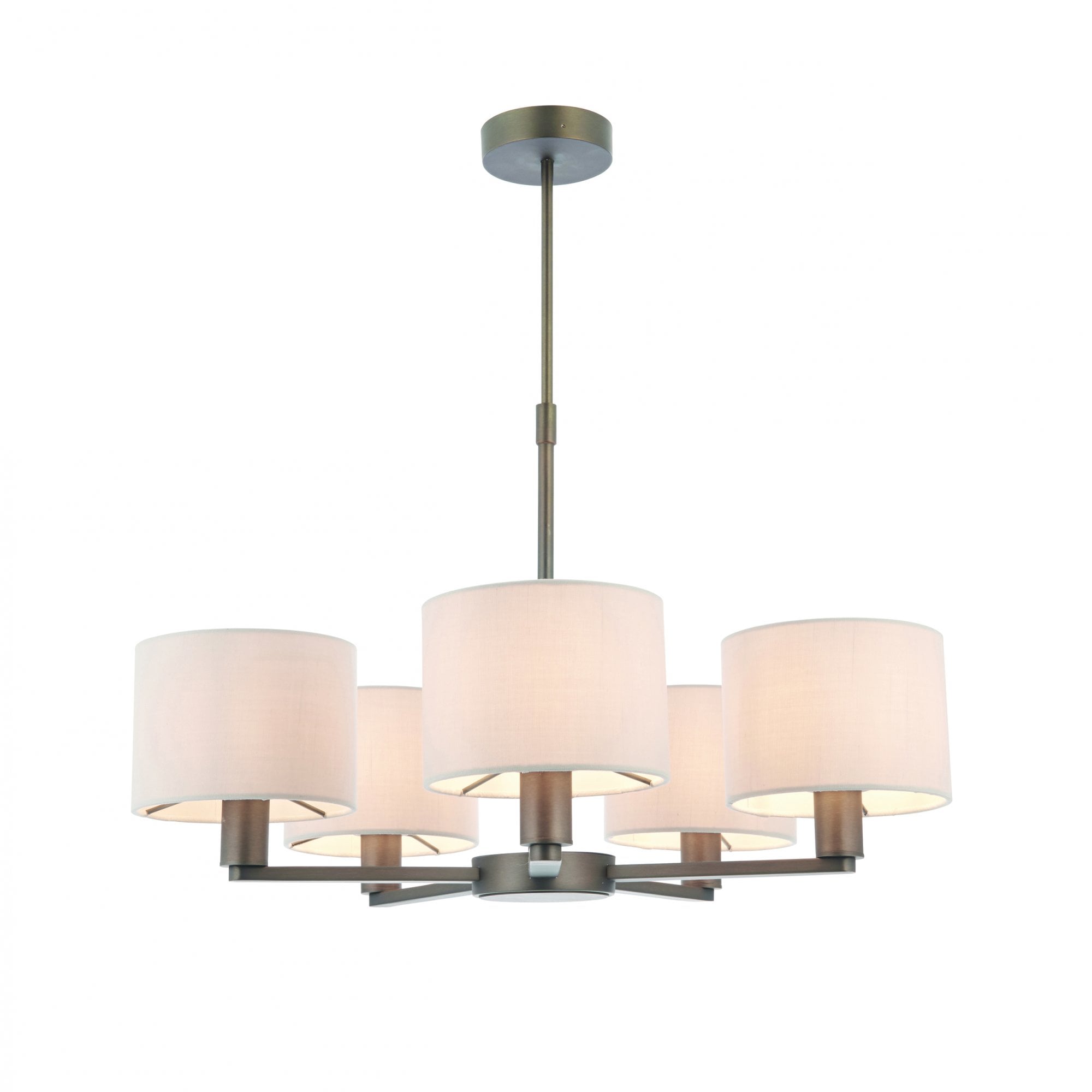 Endon Daley 5 Light Arm Pendant - Antique Bronze Plate & Marble Fabric