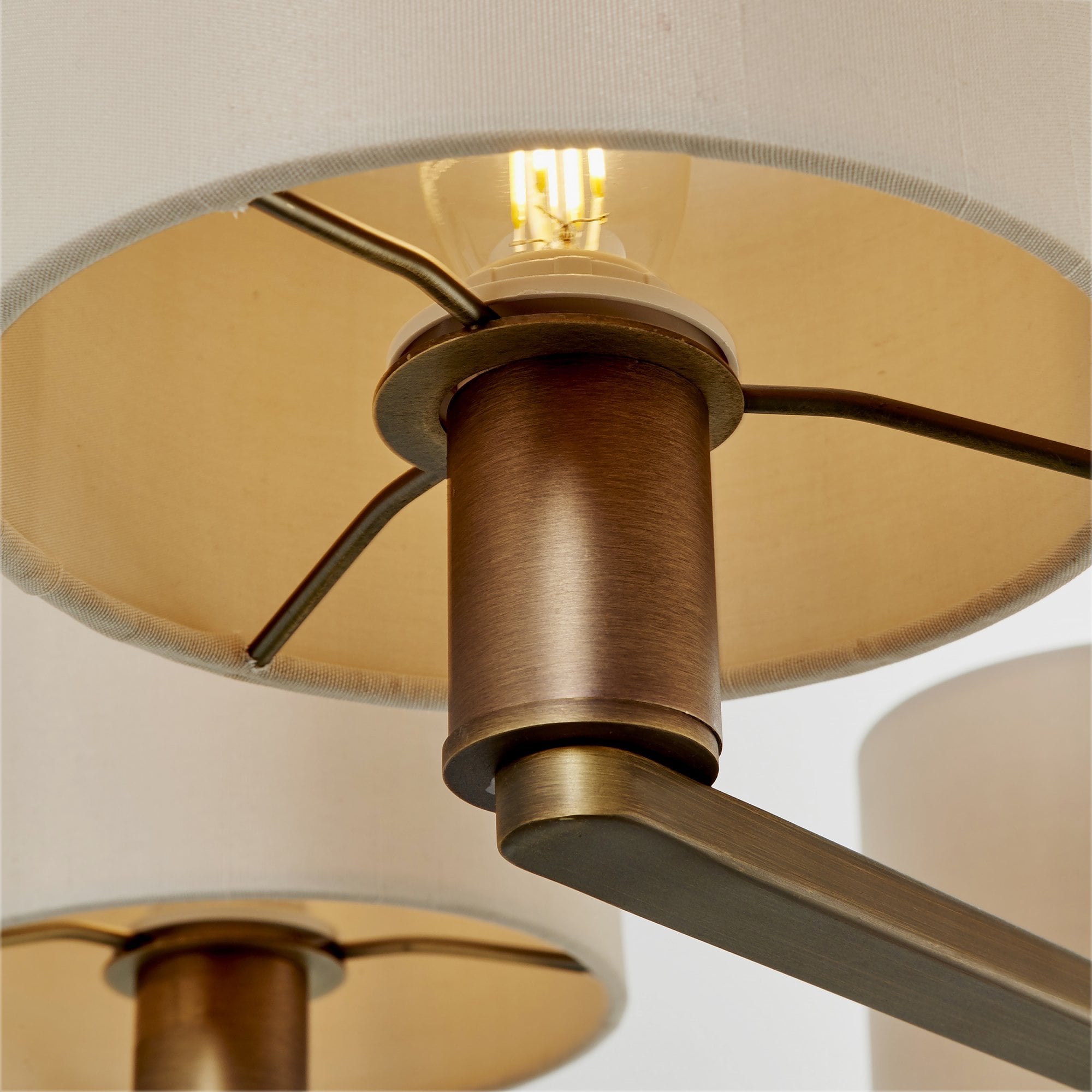 Endon Daley 5 Light Arm Pendant - Antique Bronze Plate & Marble Fabric