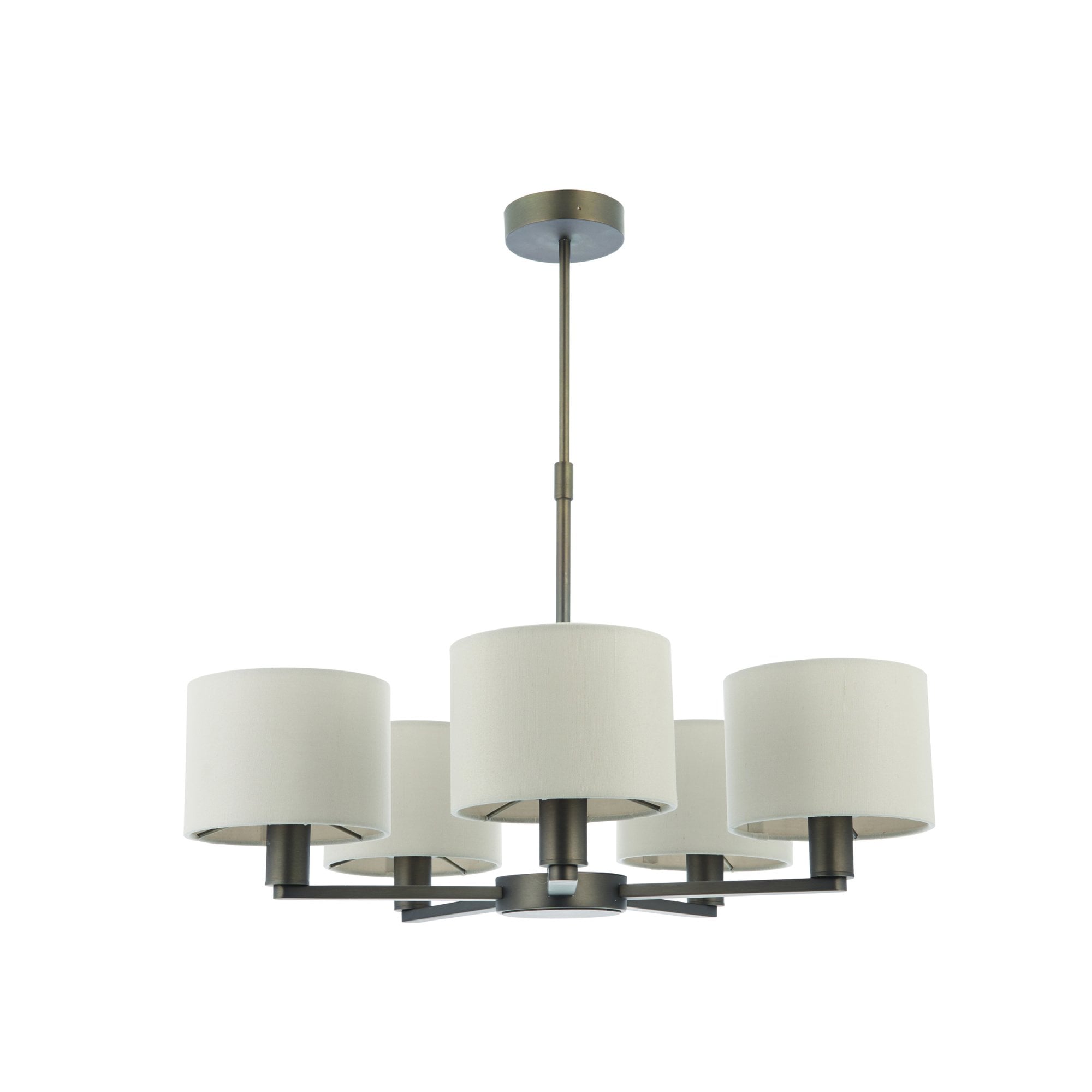 Endon Daley 5 Light Arm Pendant - Antique Bronze Plate & Marble Fabric