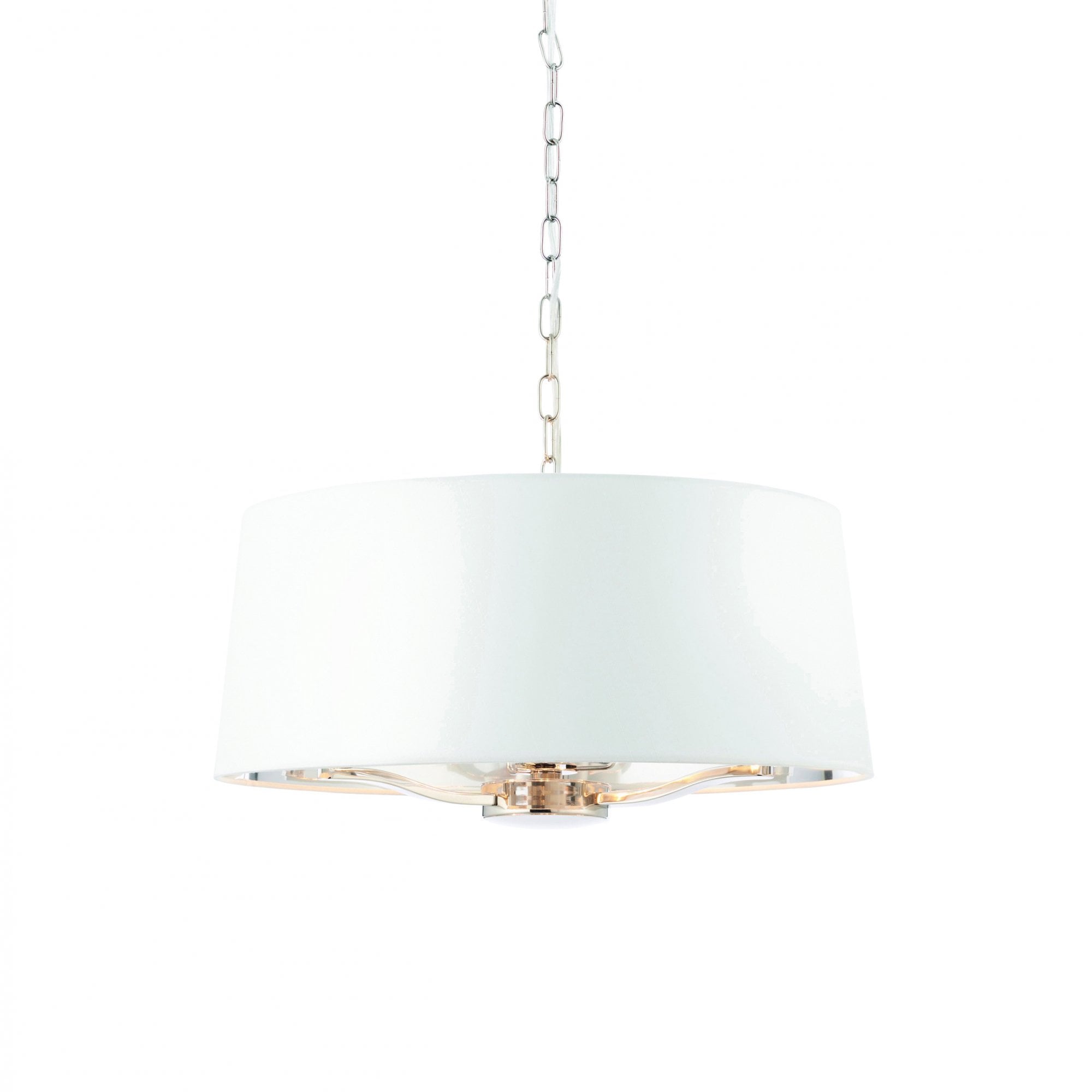 Endon Harvey 3 Light Pendant - Bright Nickel Plate & Vintage White Fabric
