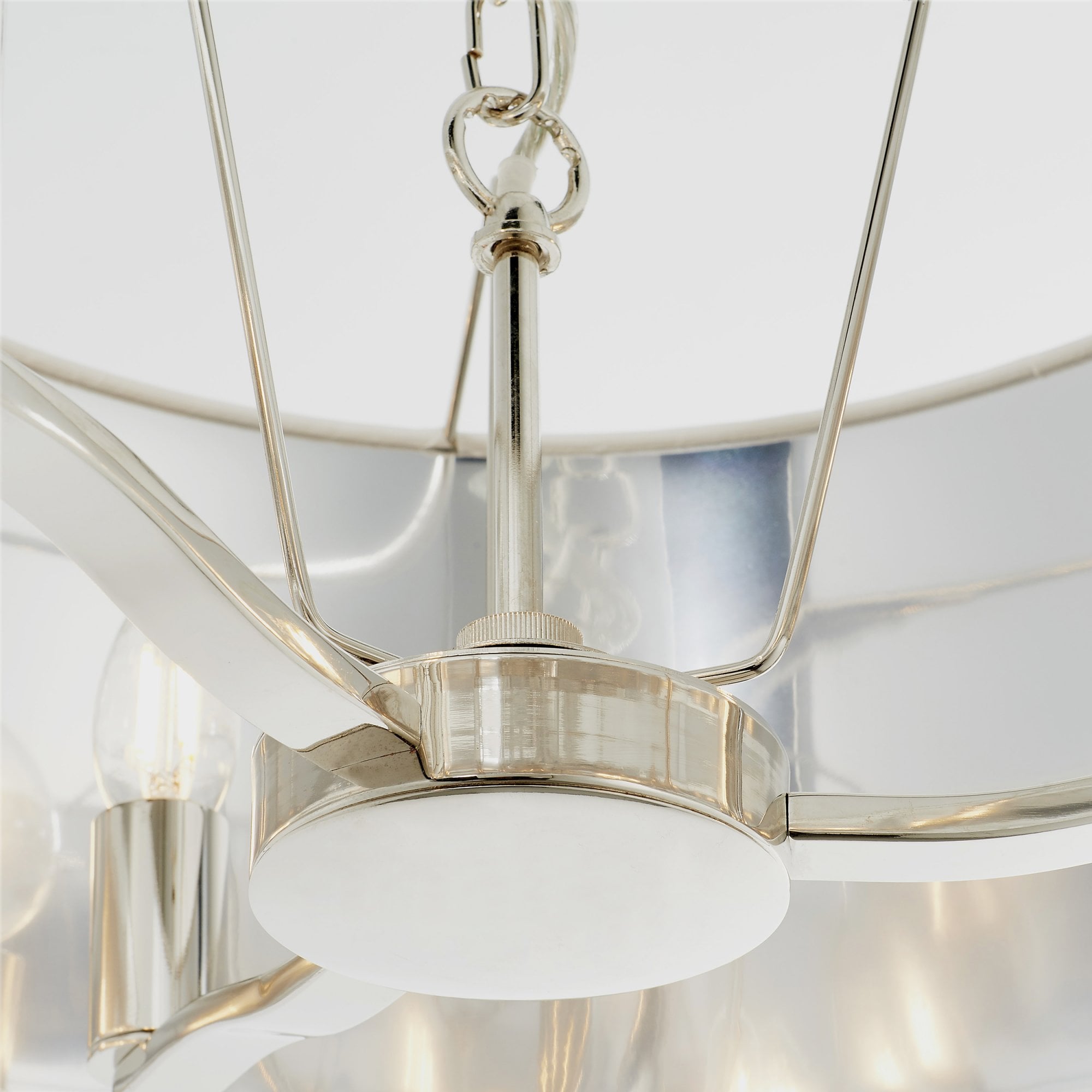Endon Harvey 3 Light Pendant - Bright Nickel Plate & Vintage White Fabric