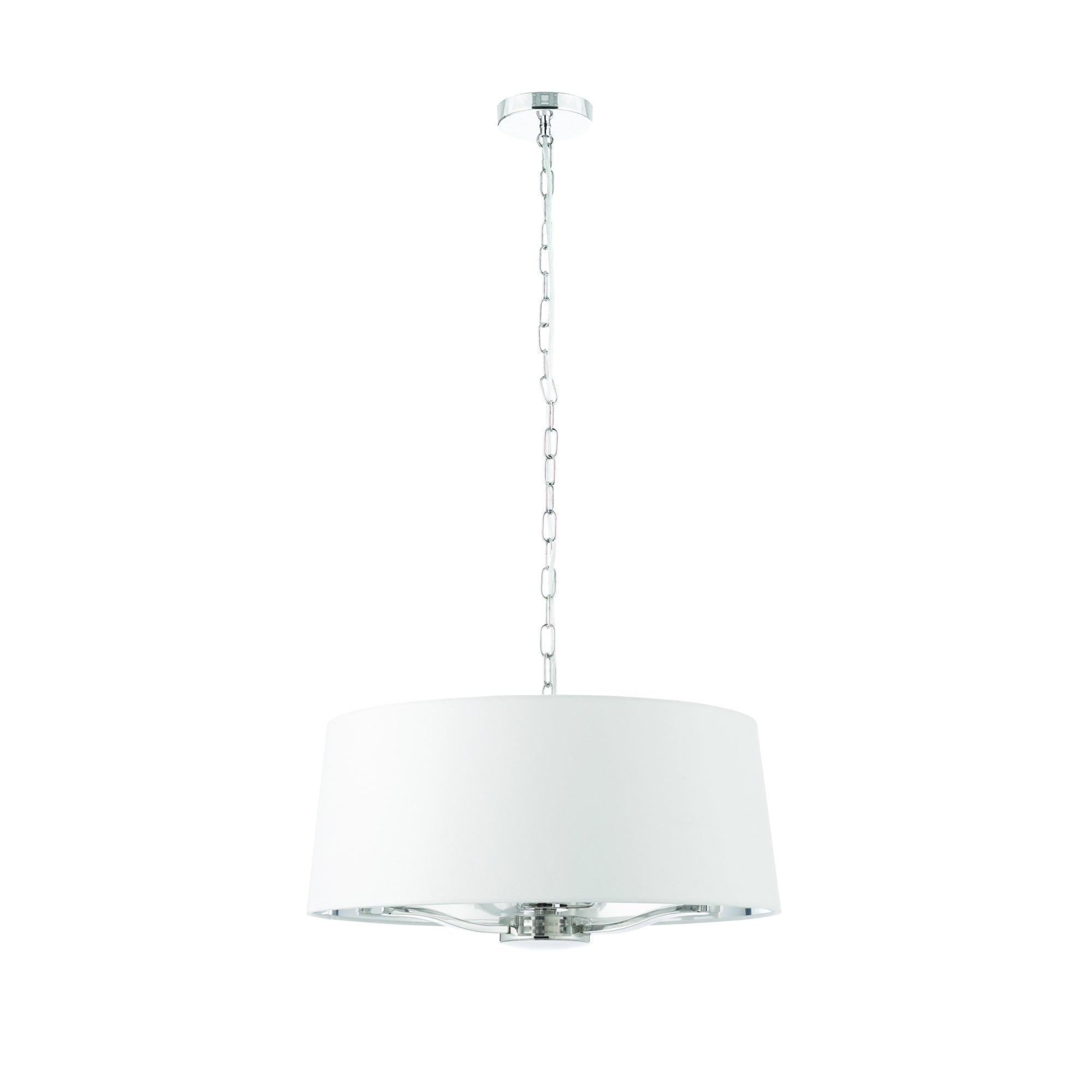 Endon Harvey 3 Light Pendant - Bright Nickel Plate & Vintage White Fabric