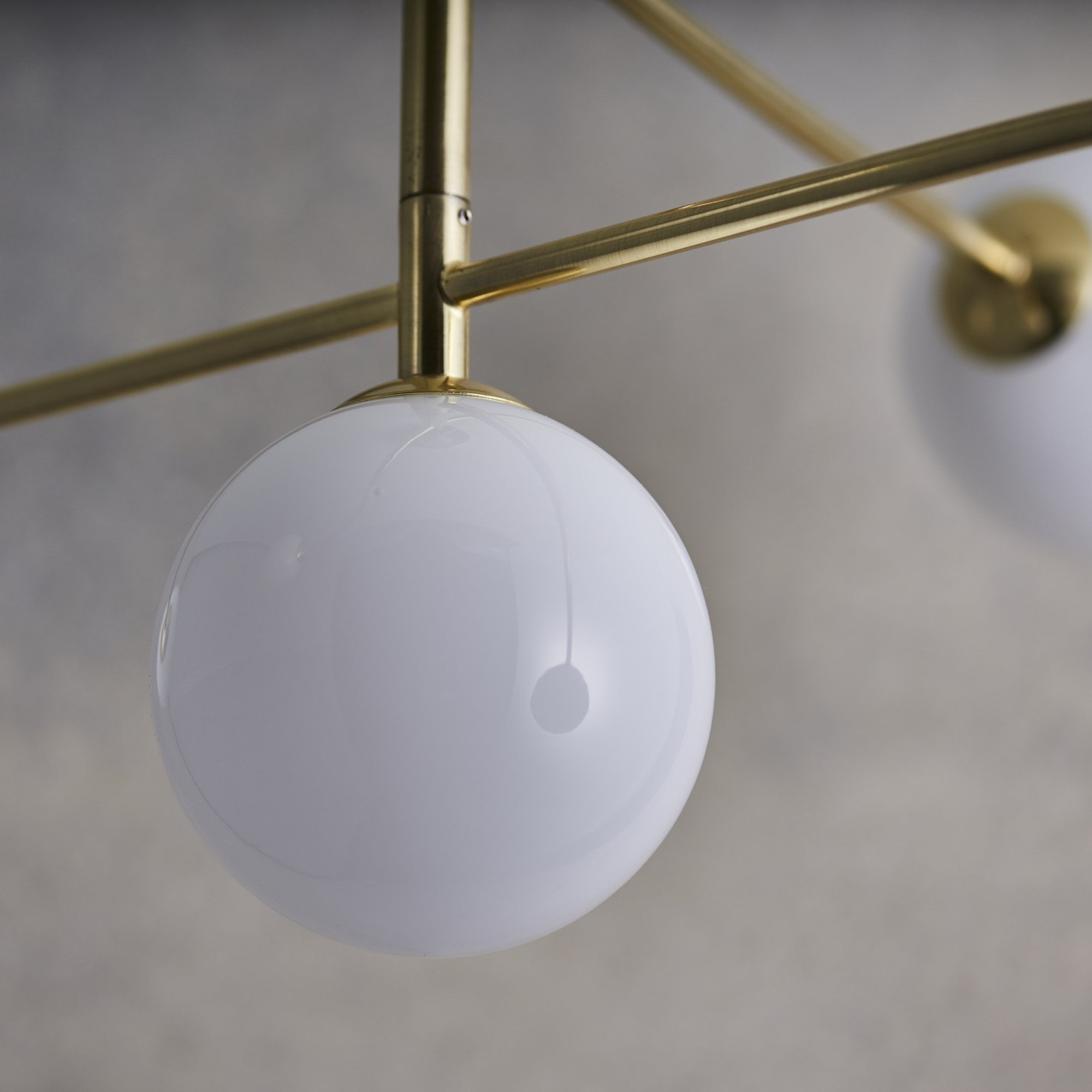 Endon Otto 5 Light Semi Flush Fitting - Satin Brass Plate & Opal Glass