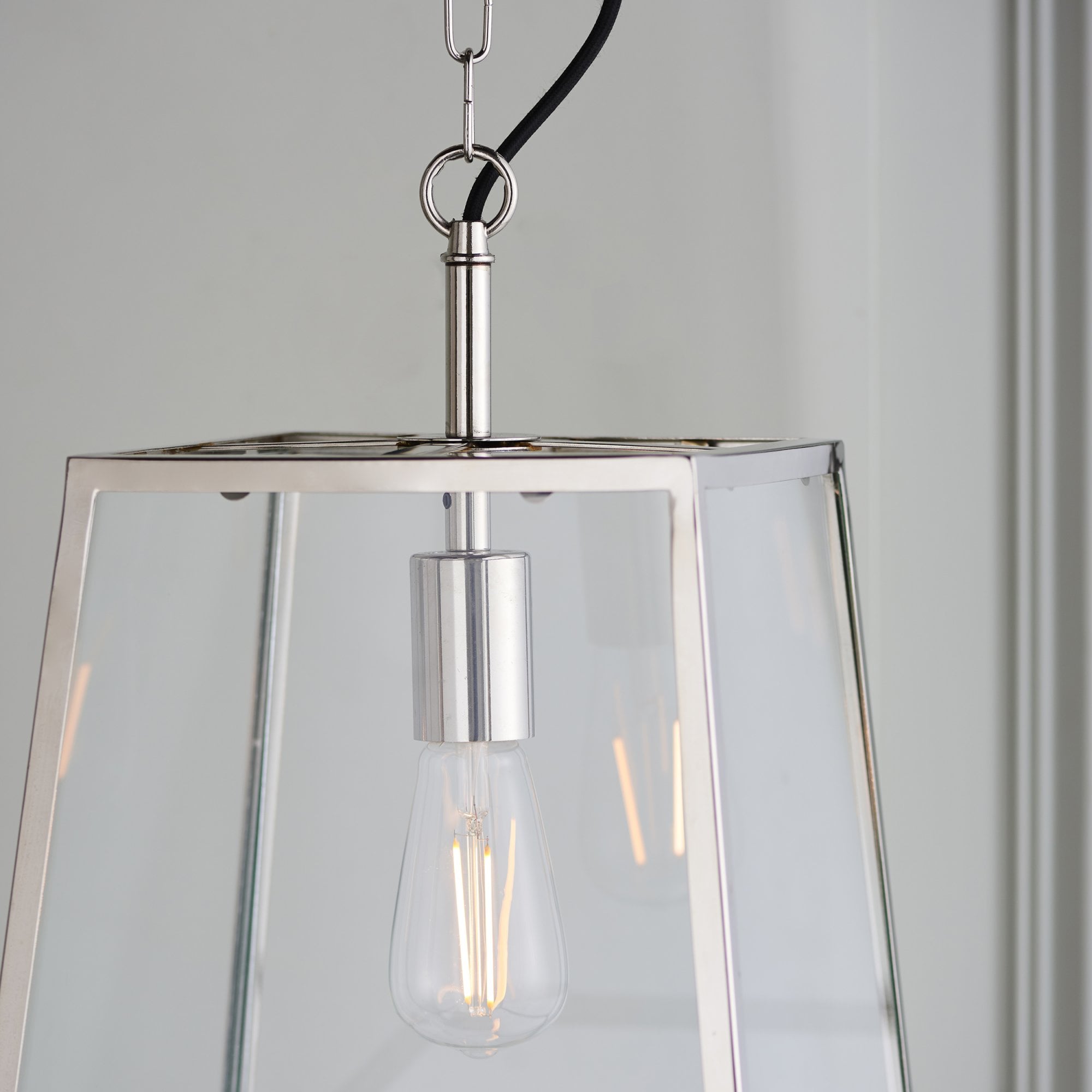 Endon Hurst Single Light Pendant - Bright Nickel Plate & Clear Glass