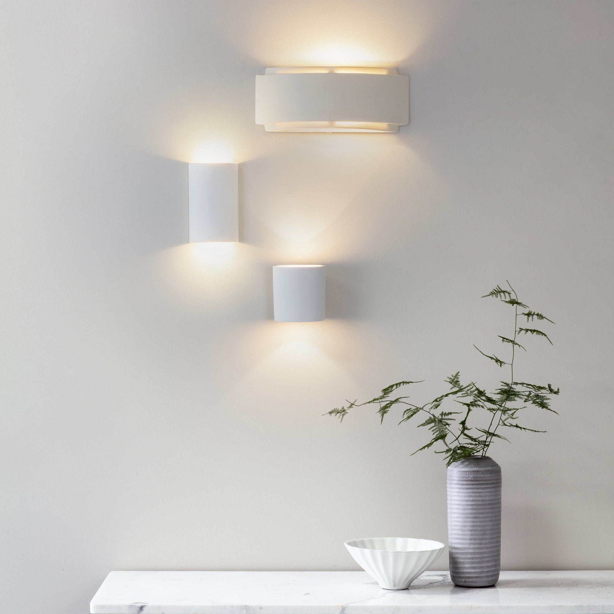 Endon Gianna Single Light Wall Light - Unglazed Ceramic & Gloss White