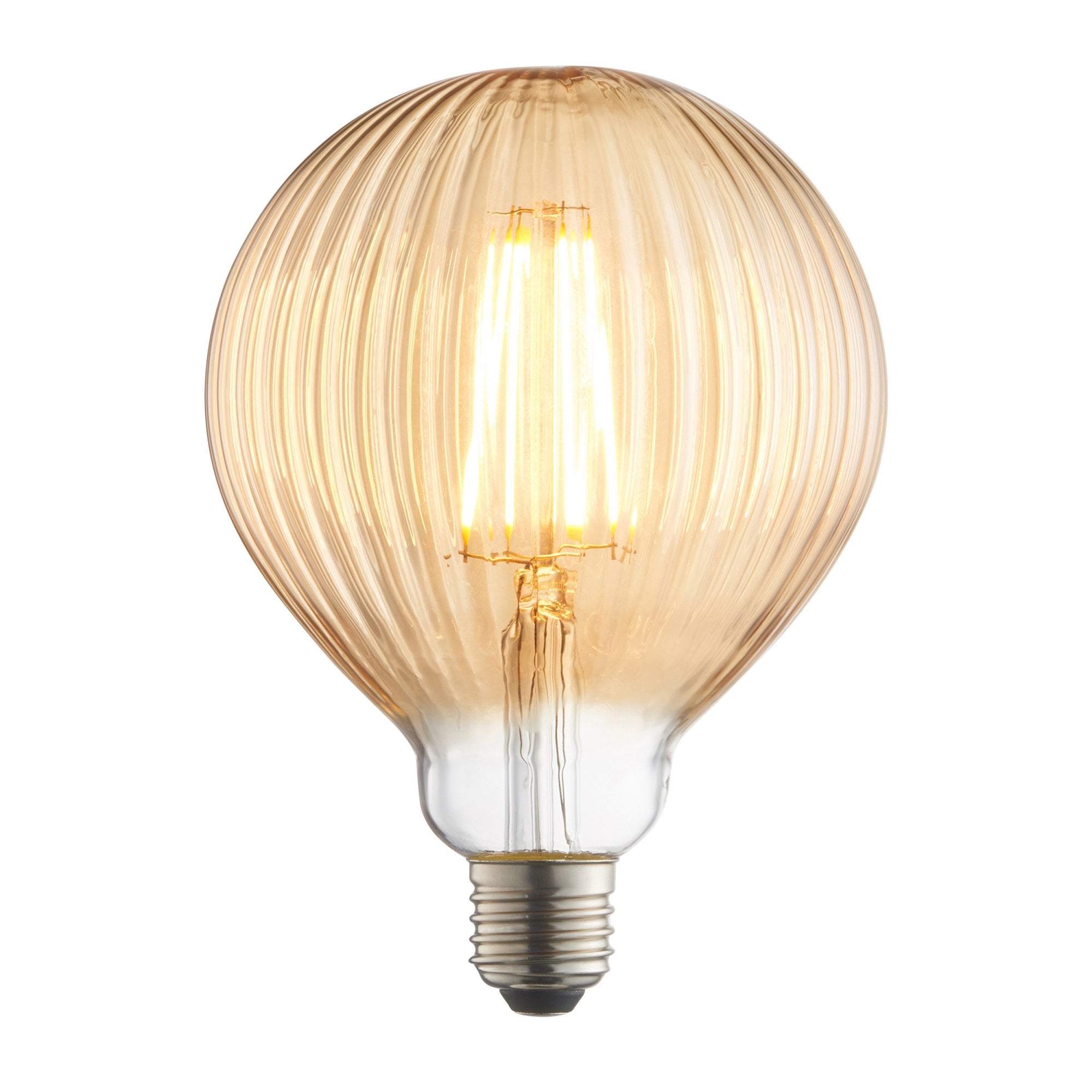 Endon Ribb Single E27 LED 4W Bulb - 2000K - Non-Dimmable - Amber Glass