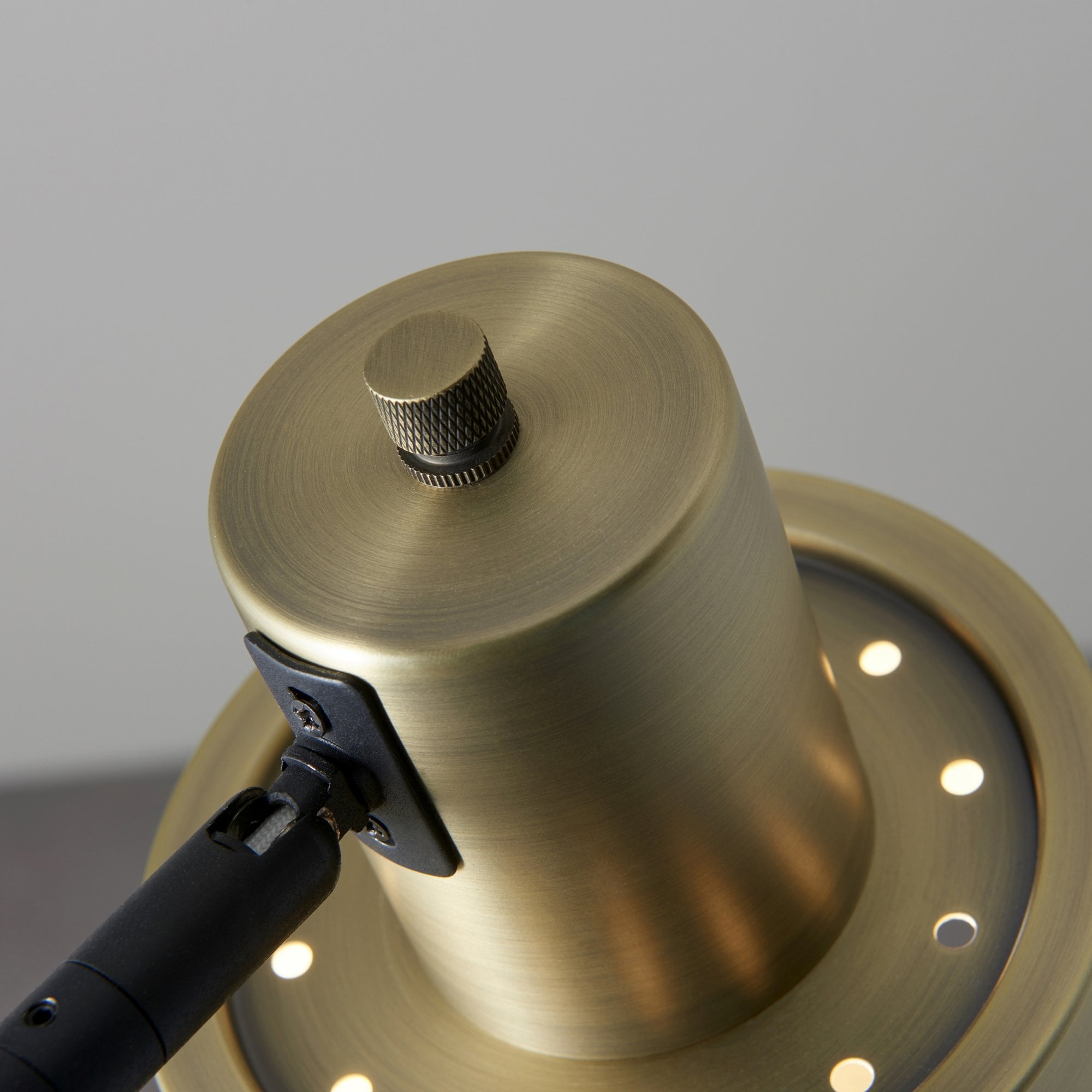 Endon Mayfield Task Single Light Floor Lamp - Matt Antique Brass Plate & Matt Black