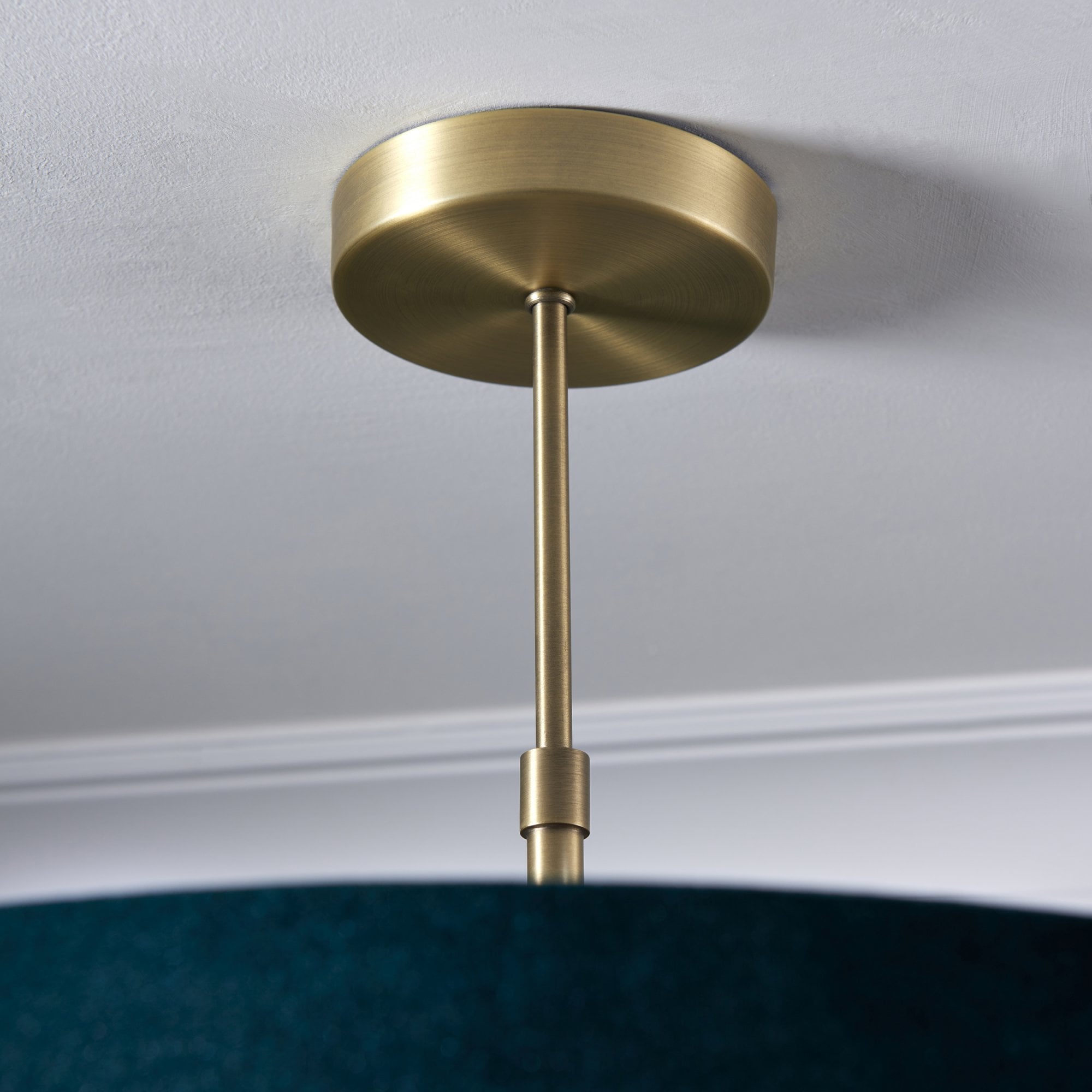 Endon Hayfield 3 Light Pendant - Matt Antique Brass Plate & Green Velvet