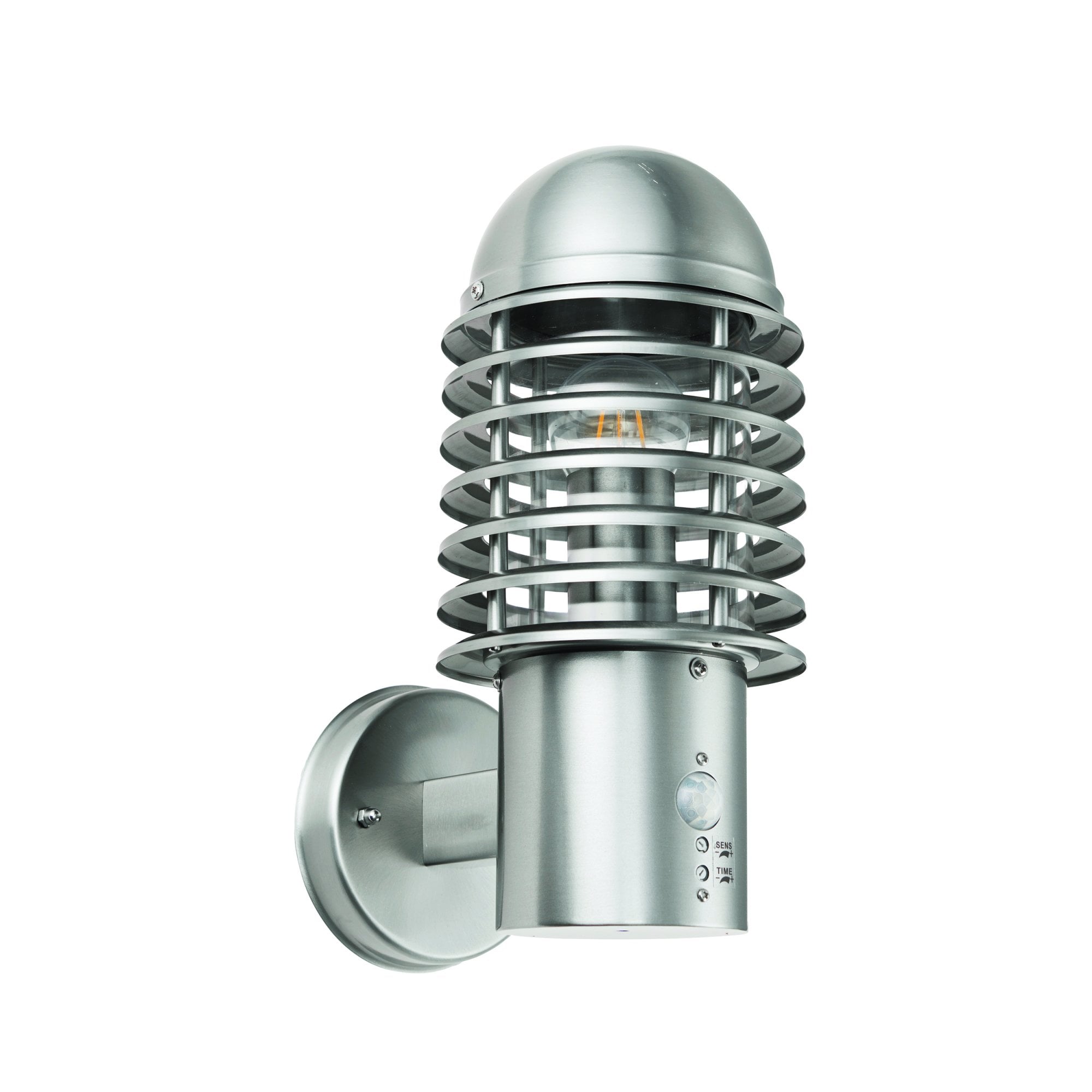 Endon Louvre Pir Single Light Wall Light - Brushed Stainless Steel & Clear Pc