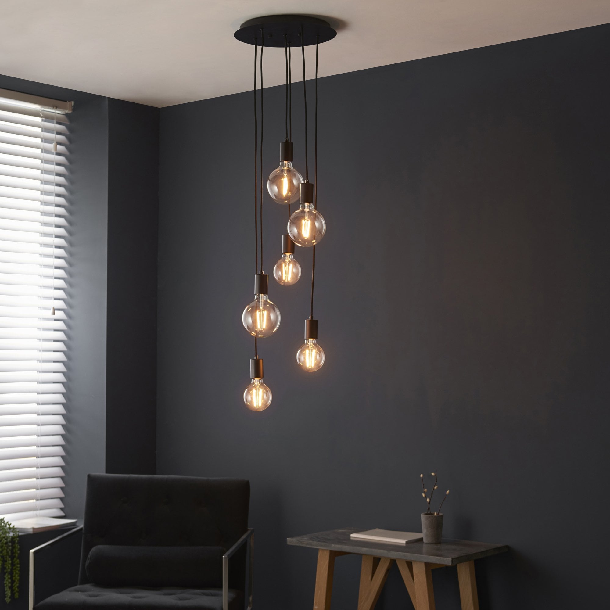 Endon Studio 6 Light Pendant - Matt Black