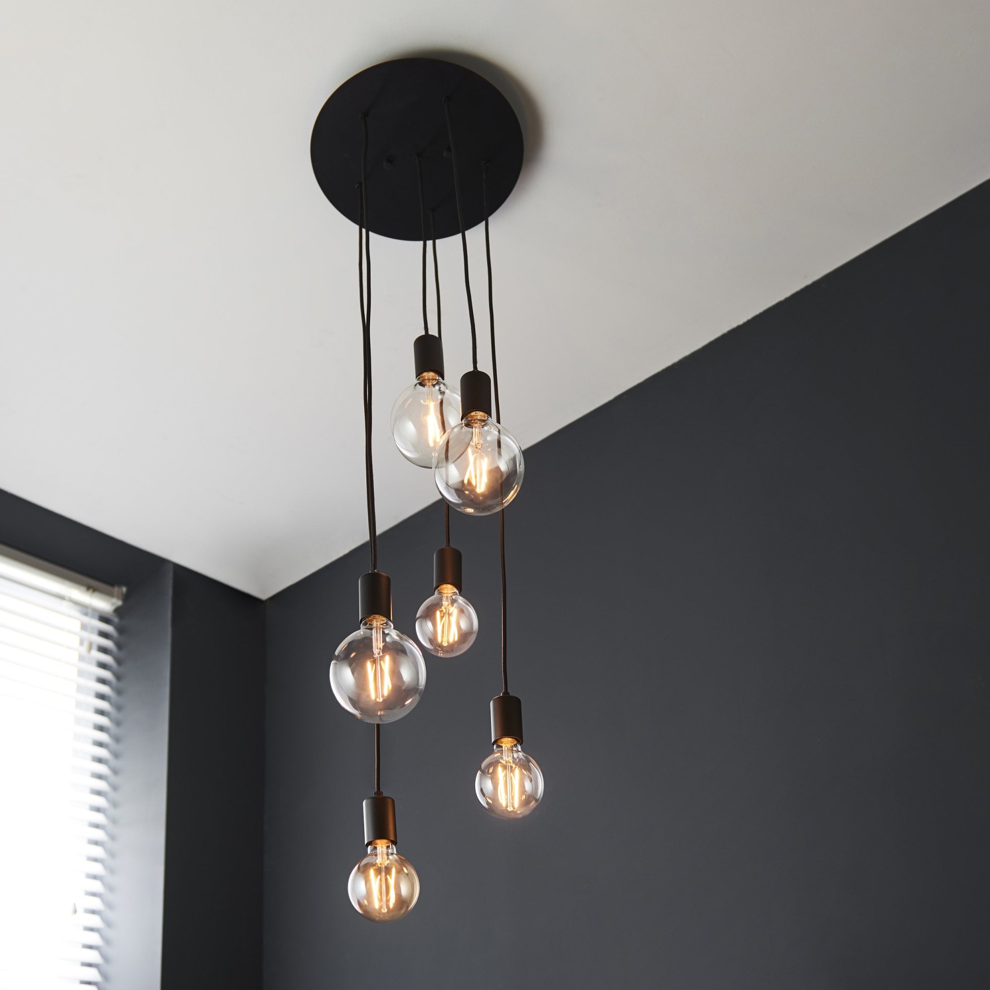 Endon Studio 6 Light Pendant - Matt Black