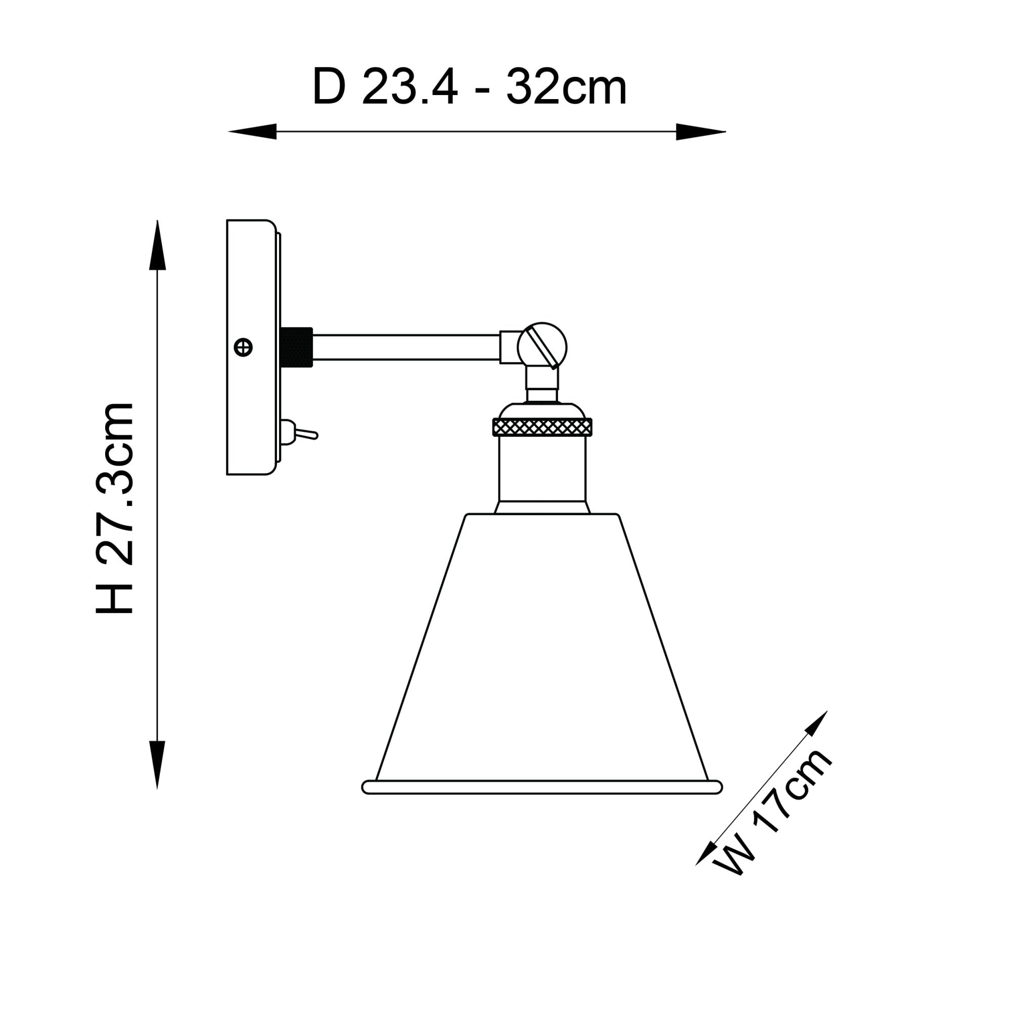 Endon Hal Single Light Wall Light with Shade - Aged Pewter & Aged Copper Plate