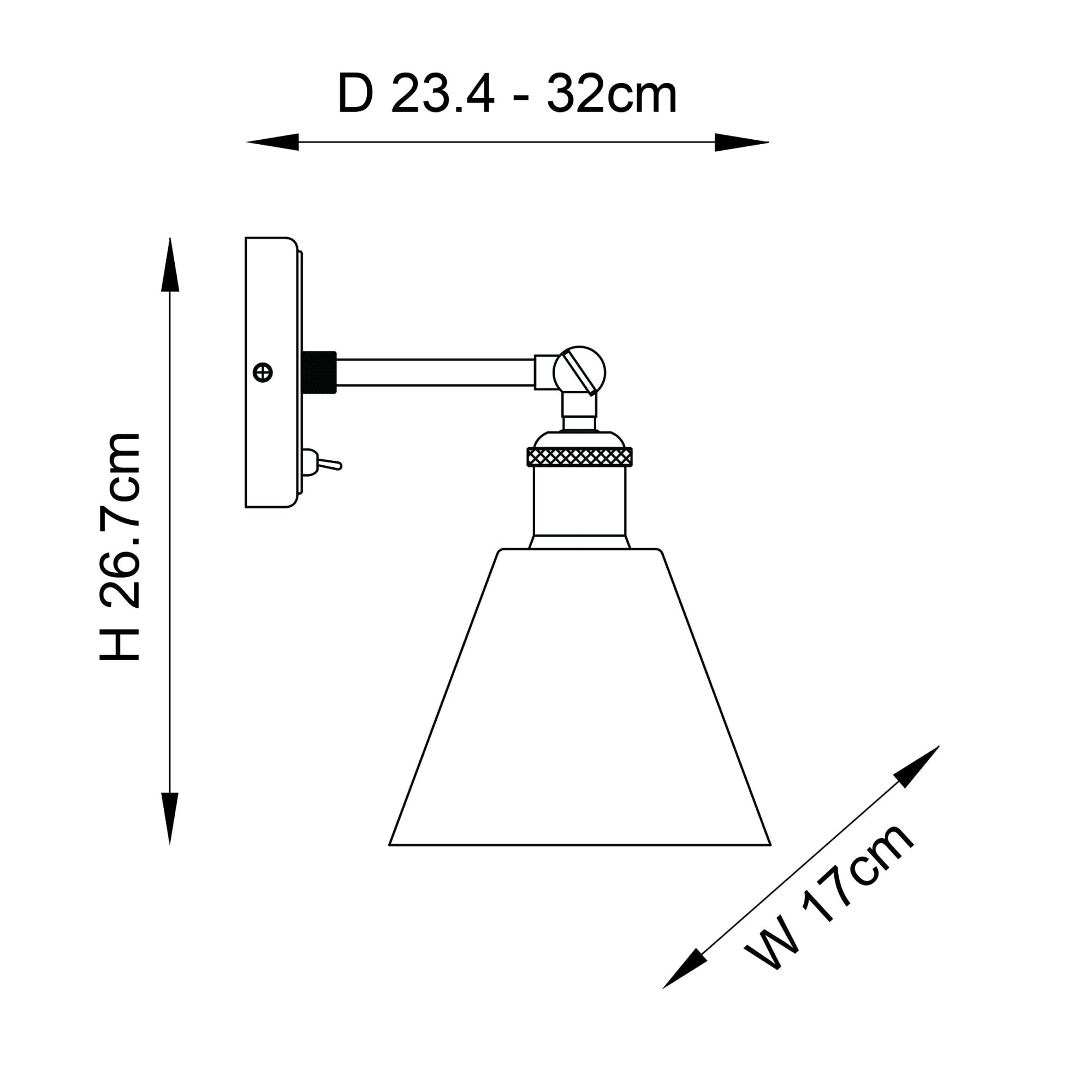 Endon Hal Single Light Wall Light with Glass Shade - Aged Pewter & Aged Copper Plate