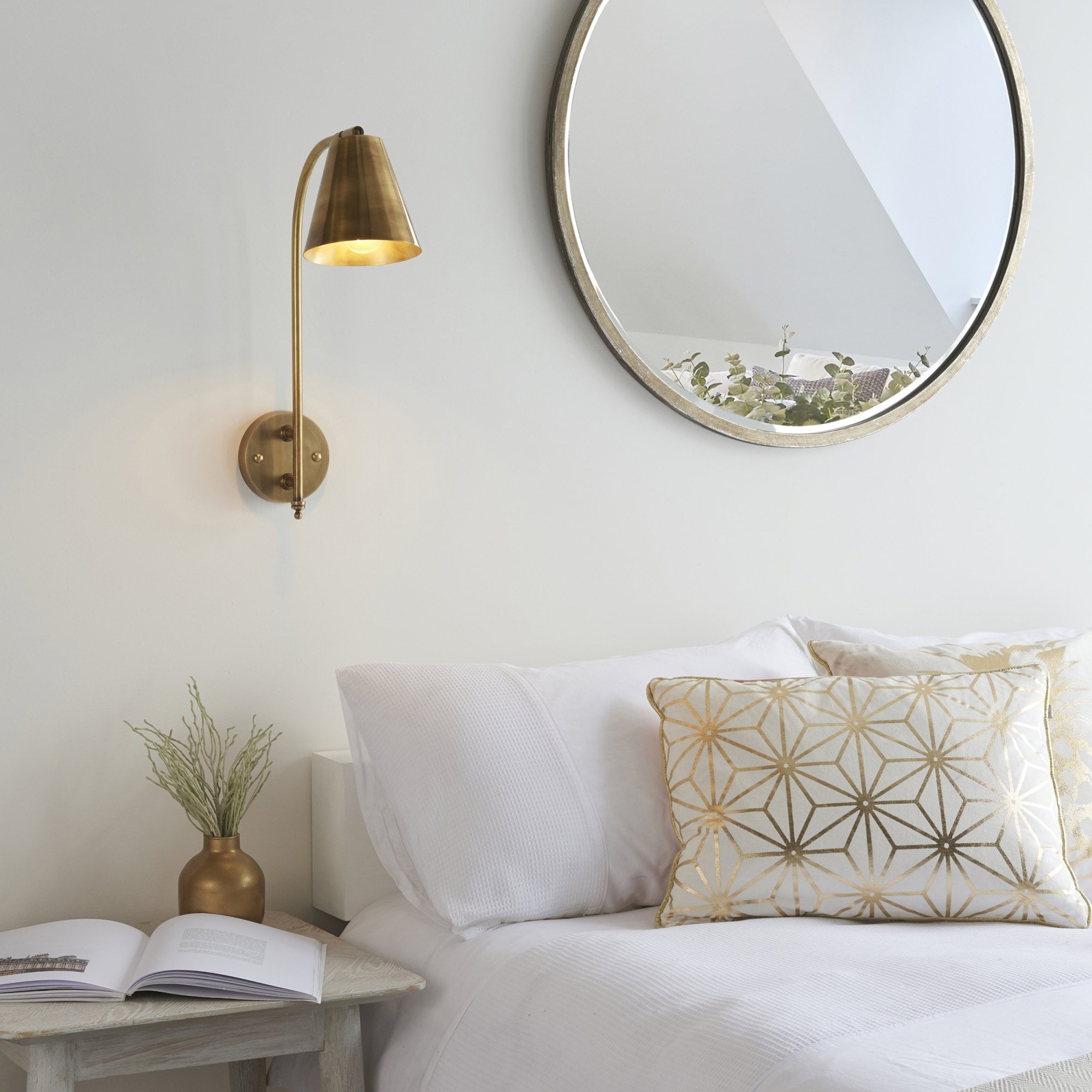 Endon Radha Single Light Wall Light - Antique Solid Brass