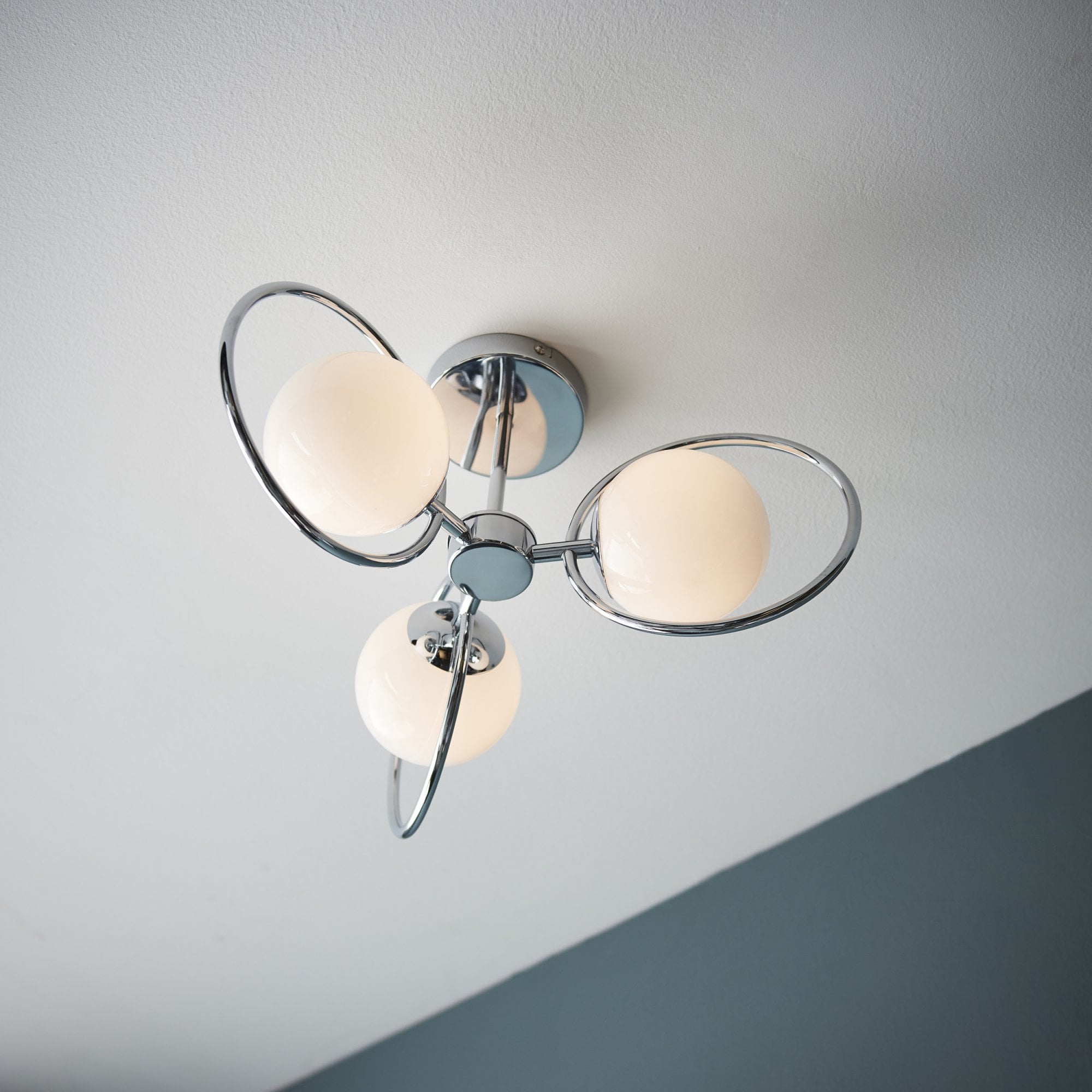 Endon Orb 3 Light Semi Flush Fitting - Chrome Plate & Opal Glass
