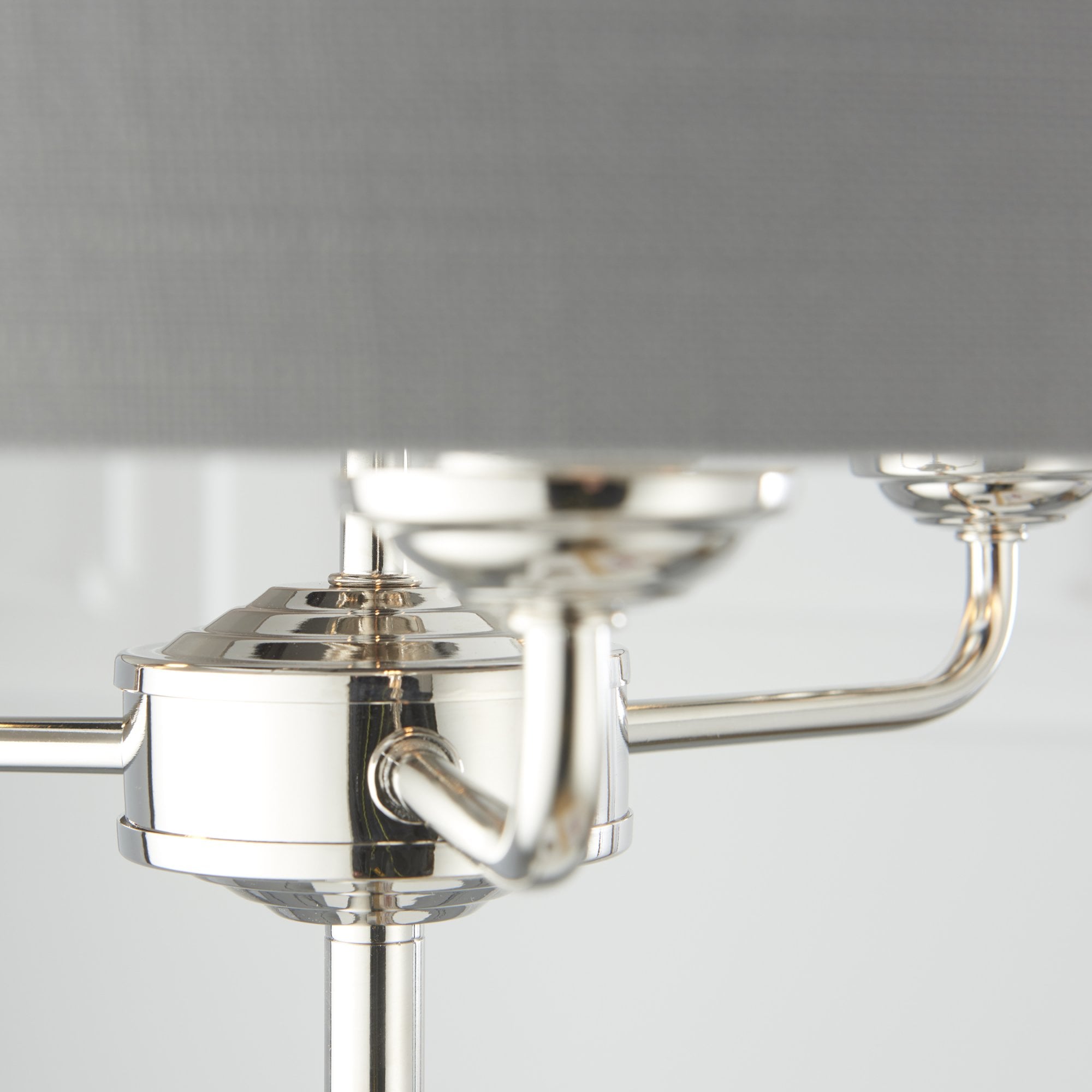Endon Highclere 3 Light Floor Lamp - Bright Nickel Plate & Charcoal Fabric