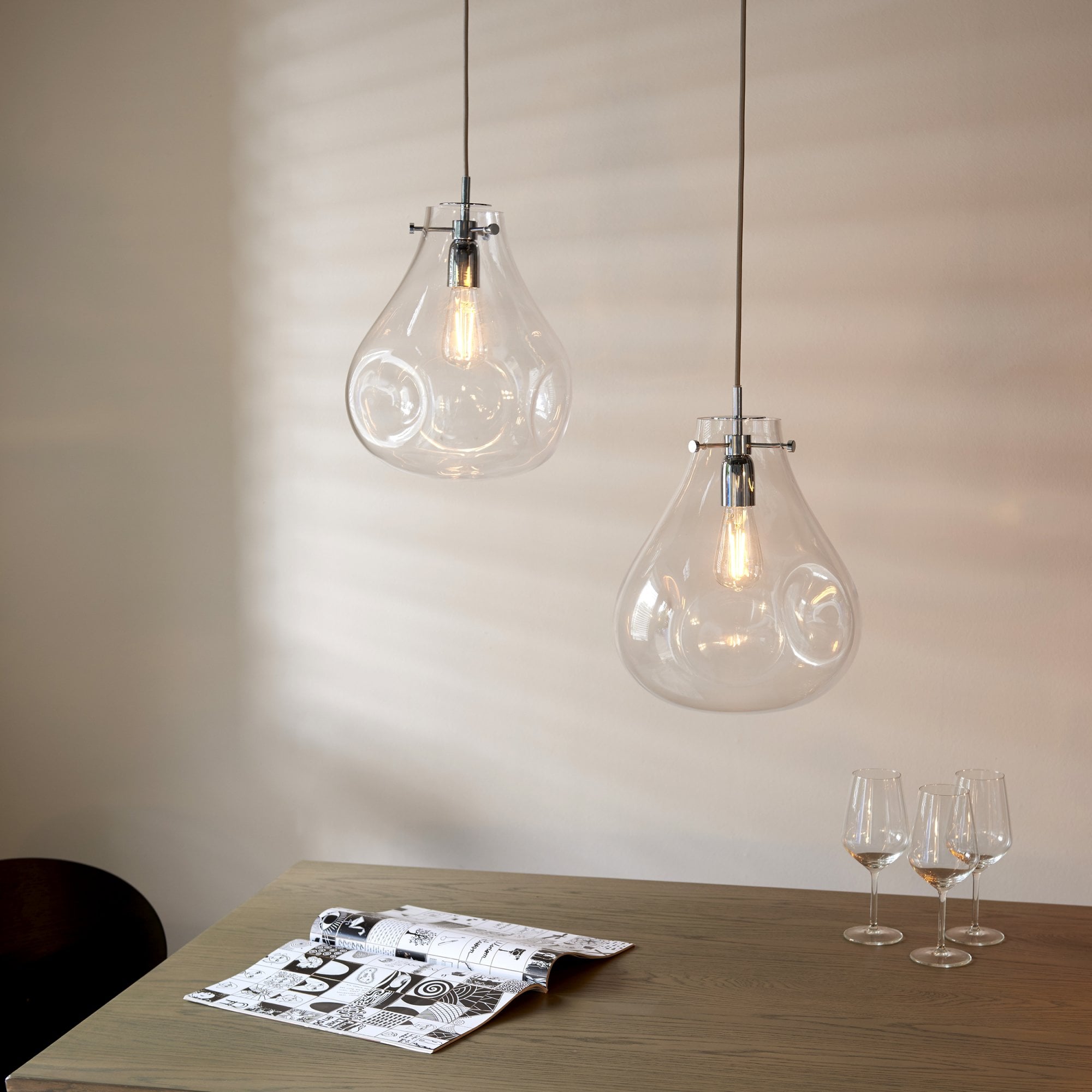Endon Utopia Single Light Pendant - Clear Glass & Chrome Plate