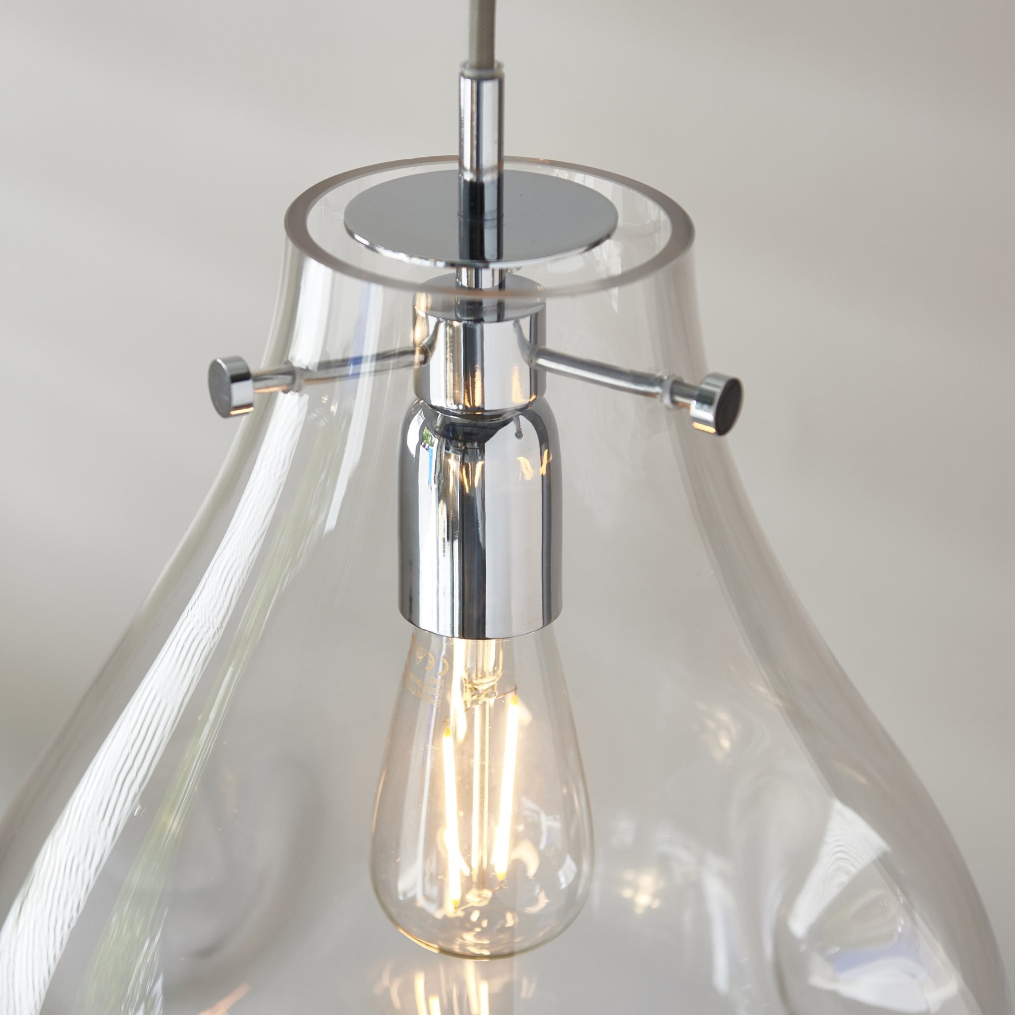 Endon Utopia Single Light Pendant - Clear Glass & Chrome Plate