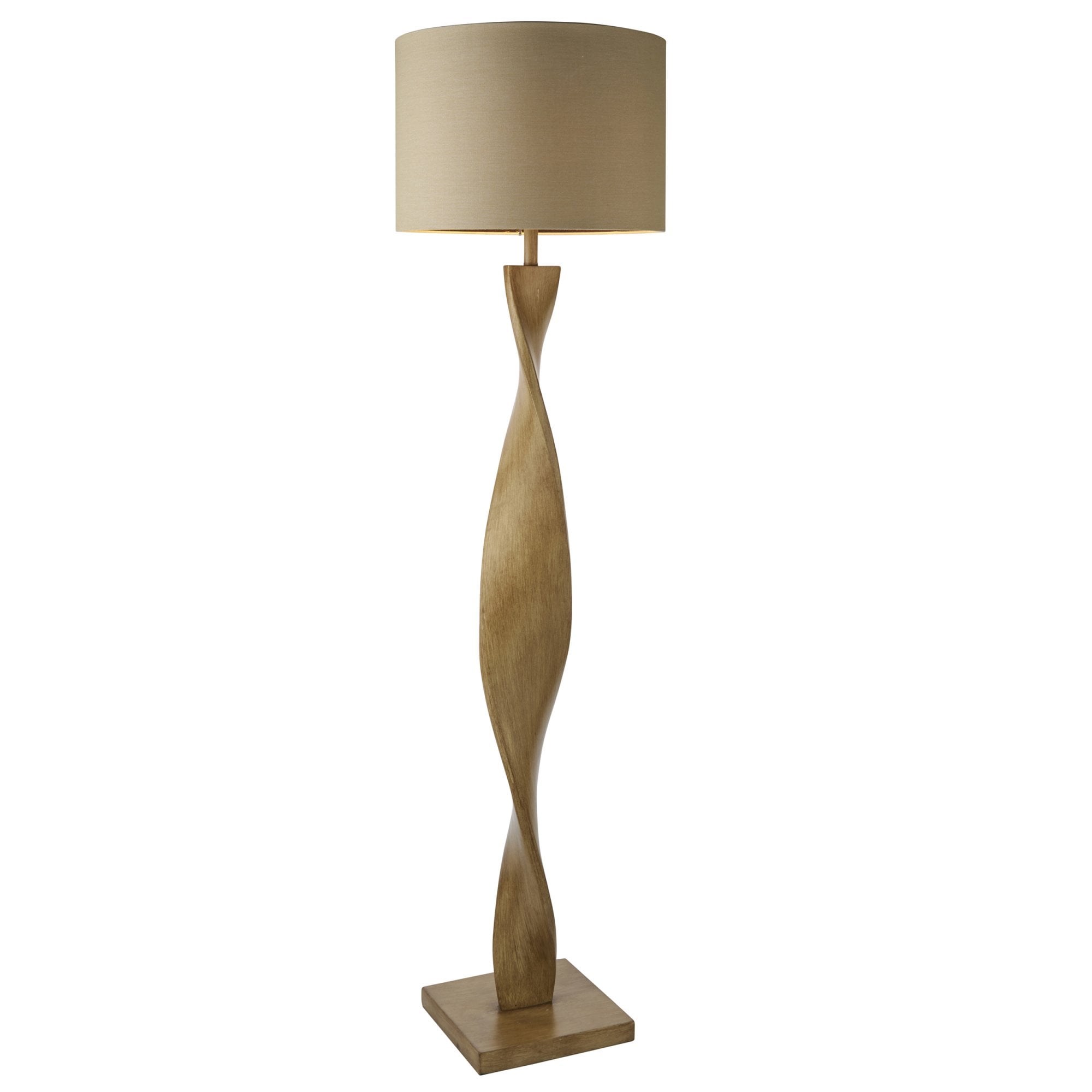 Endon Abia Single Light Floor Lamp - Oak Effect Resin & Neutral Linen