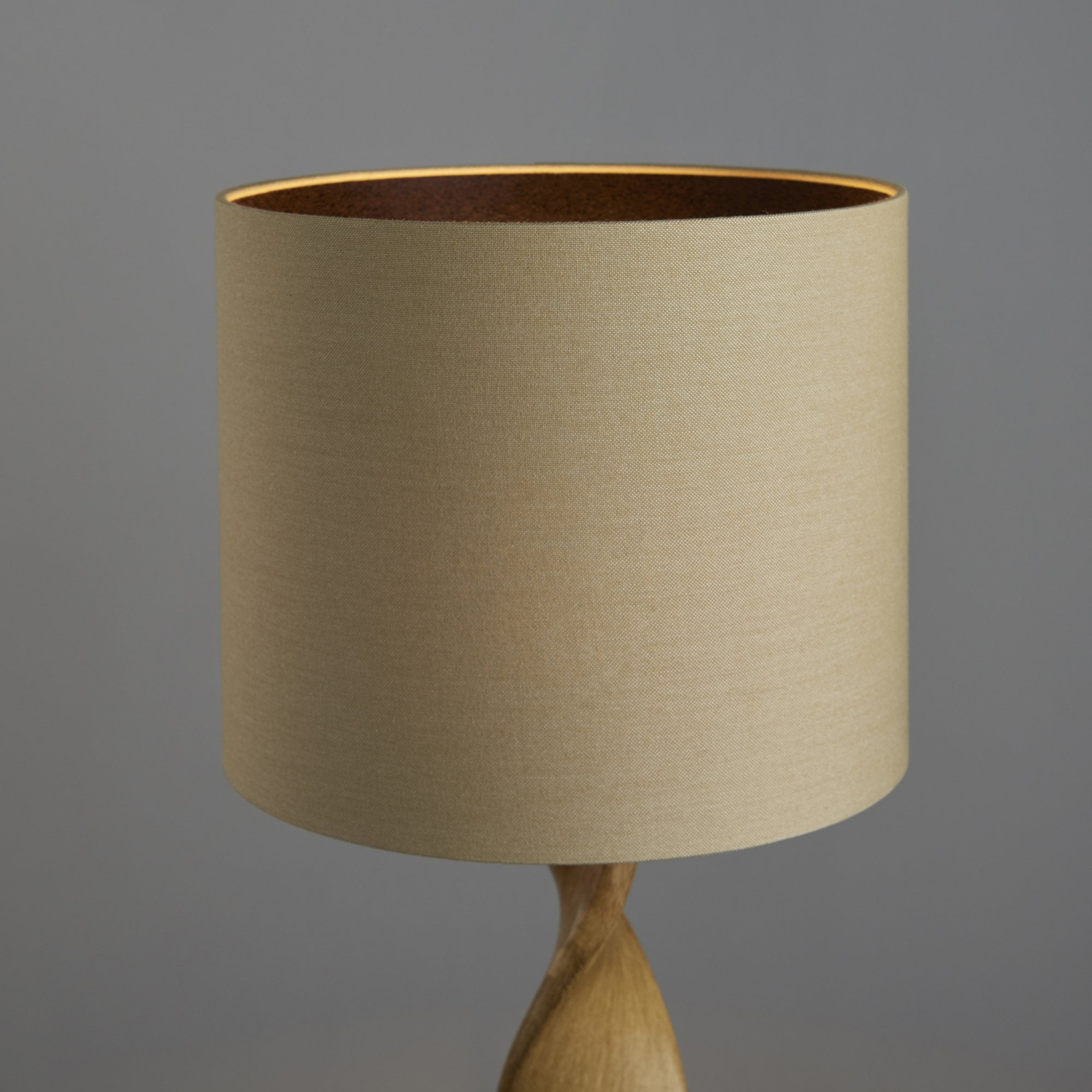 Endon Abia Single Light Table Lamp - Oak Effect Resin & Neutral Linen