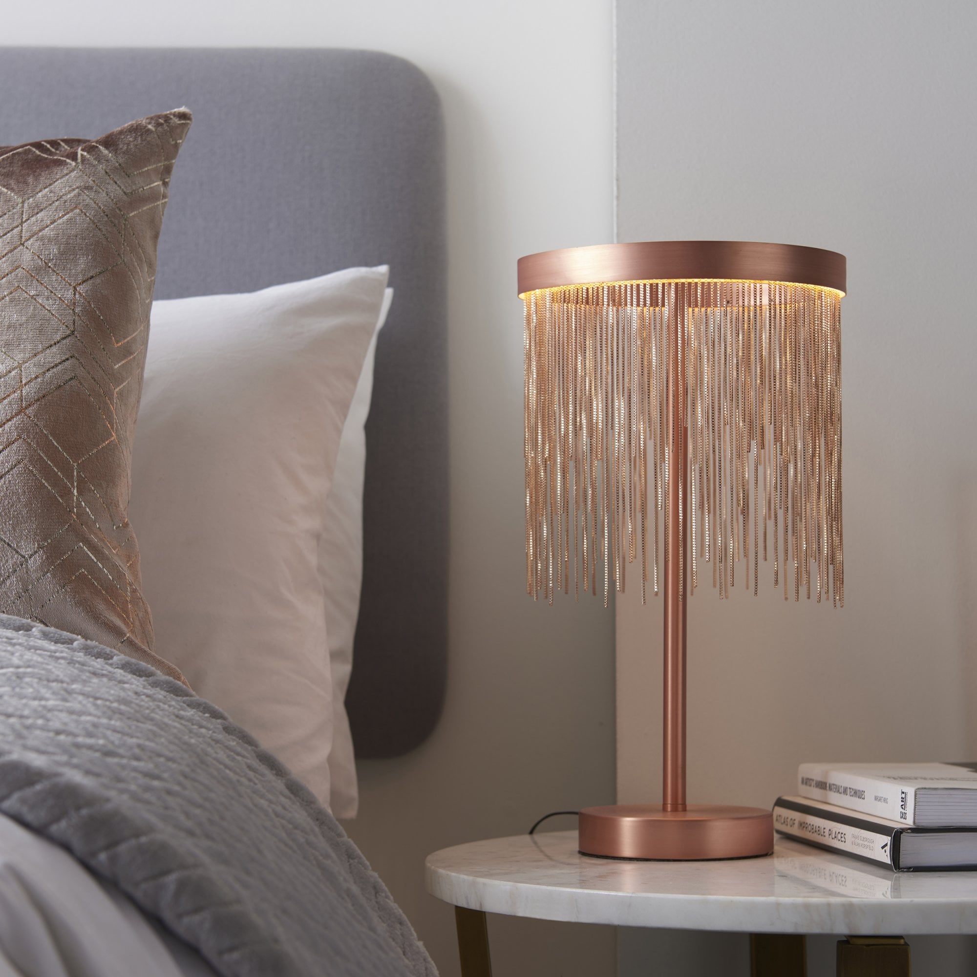 Endon Zelma Single Light Table Lamp - Brushed Copper Plate & Copper