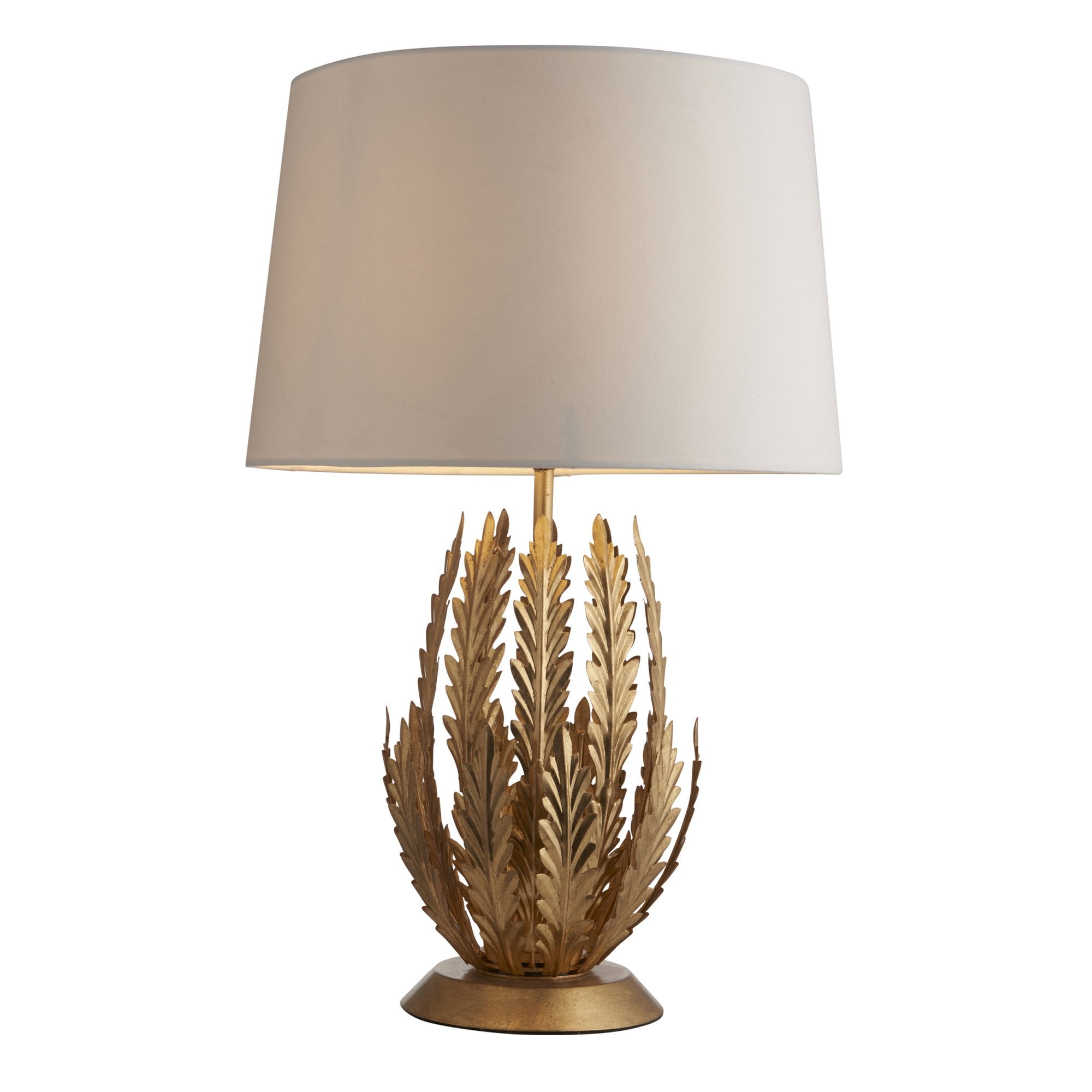 Endon Delphine Single Light Table Lamp -  Gold Leaf & Ivory Cotton Fabric