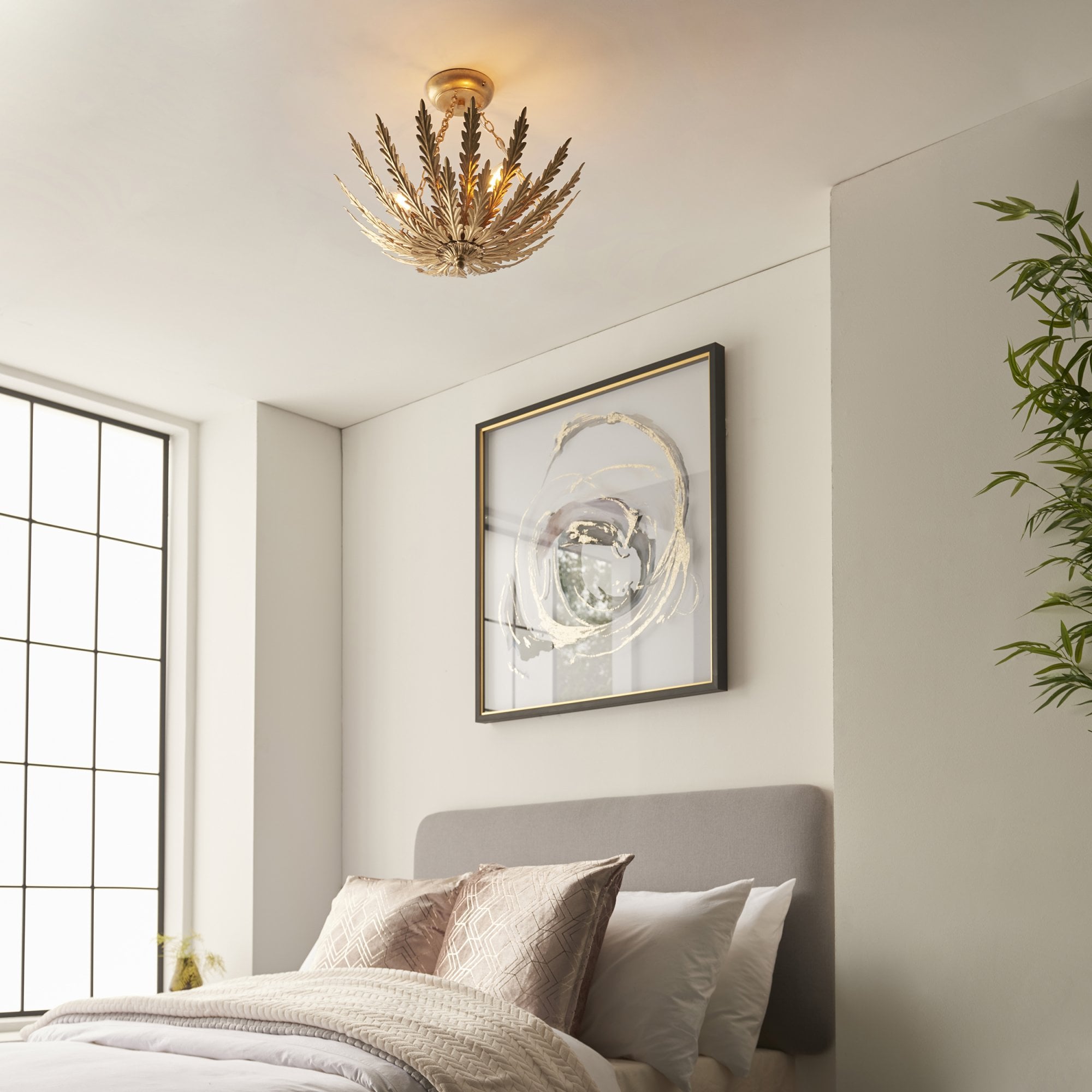 Endon Delphine 3 Light Flush - Gold Leaf