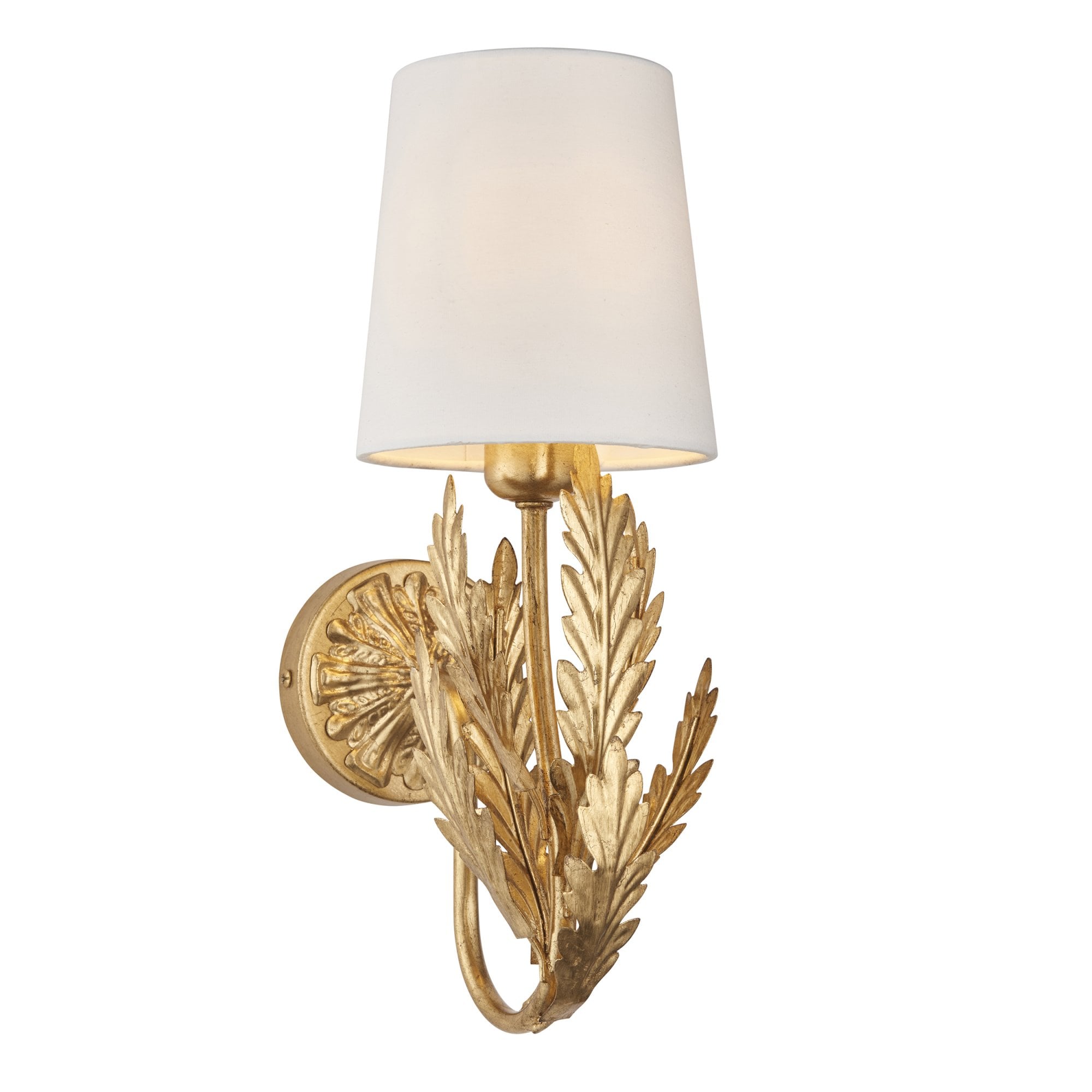Endon Delphine Single Wall Light - Gold Leaf & Ivory Cotton Fabric