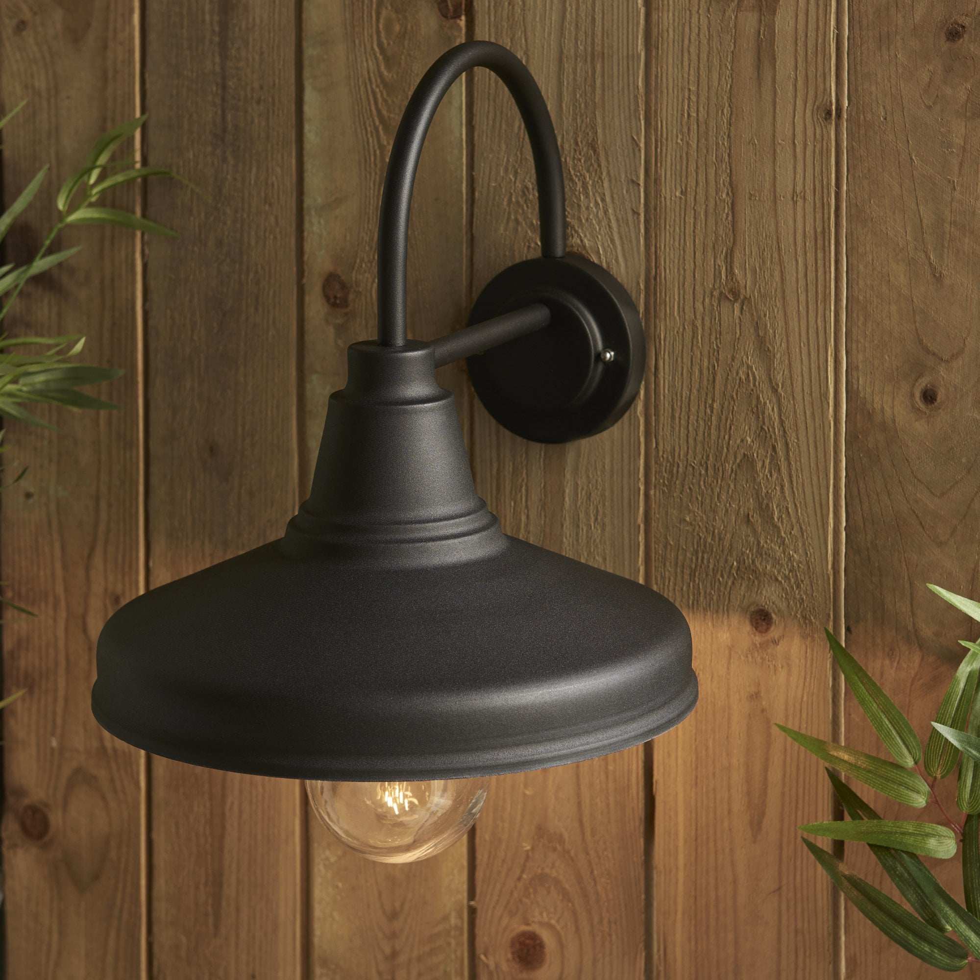 Endon Farmhouse Single Light Wall - Textured Black & Clear Glass