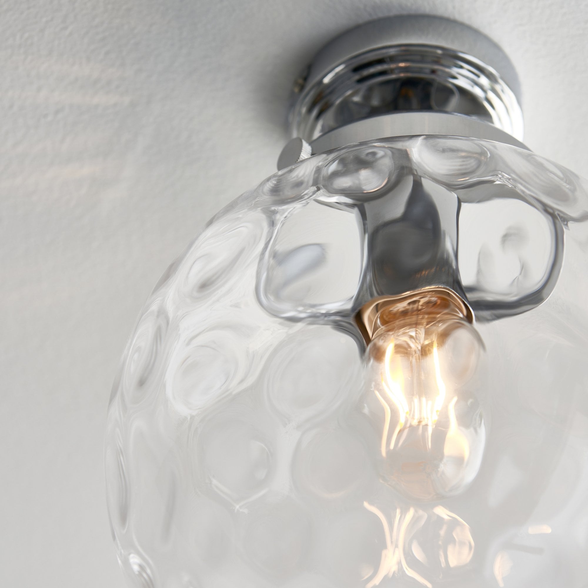 Endon Elston Single Light Flush - Chrome Plate & Clear Dimpled Glass