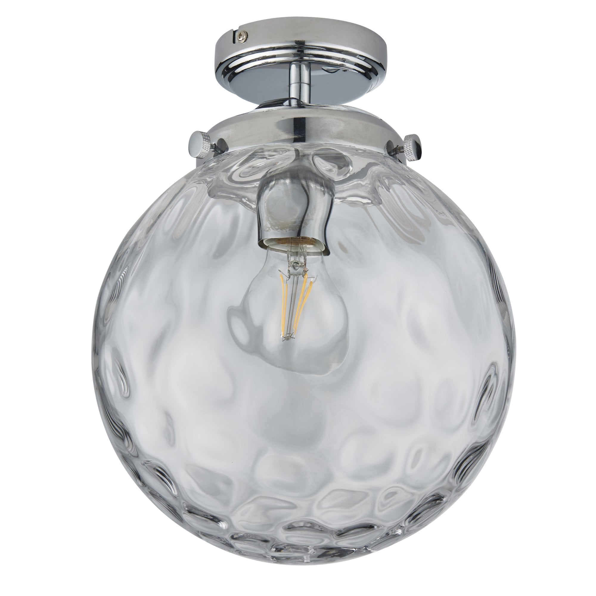 Endon Elston Single Light Flush - Chrome Plate & Clear Dimpled Glass