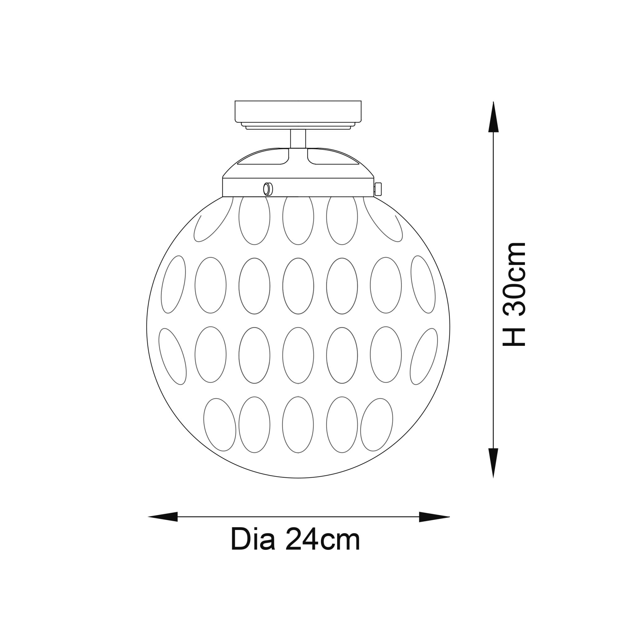Endon Elston Single Light Flush - Chrome Plate & Clear Dimpled Glass