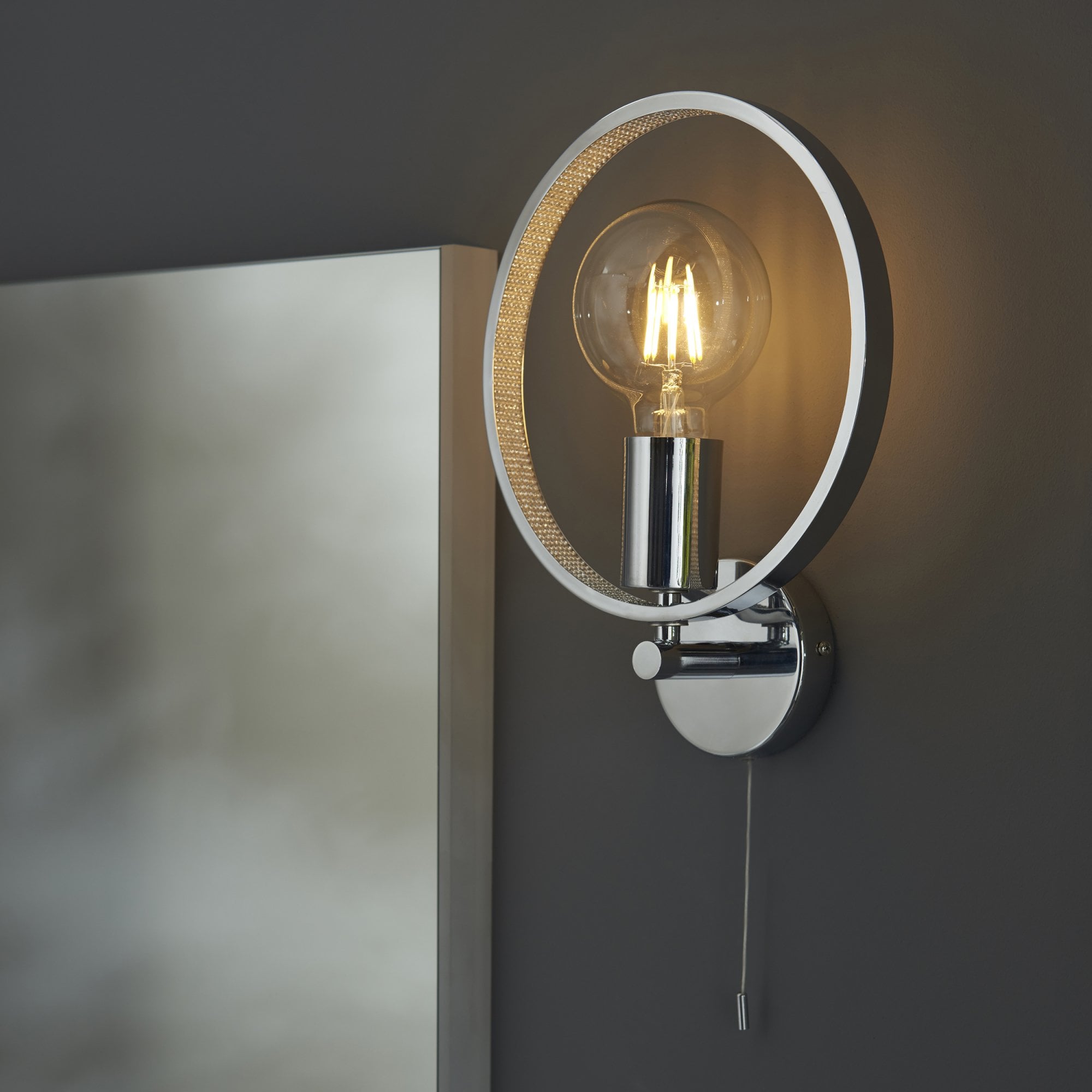 Endon Merola Single Light Wall - Chrome Plate & Clear Faceted Acrylic