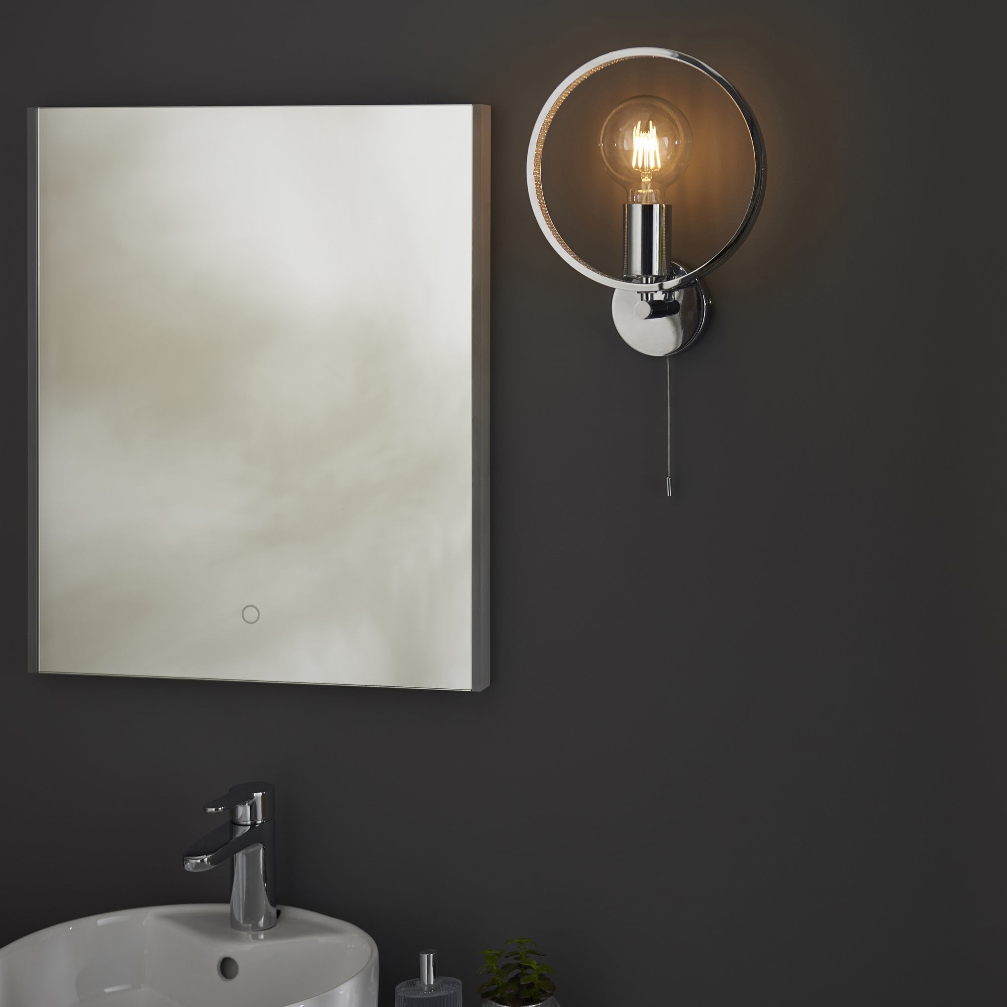 Endon Merola Single Light Wall - Chrome Plate & Clear Faceted Acrylic