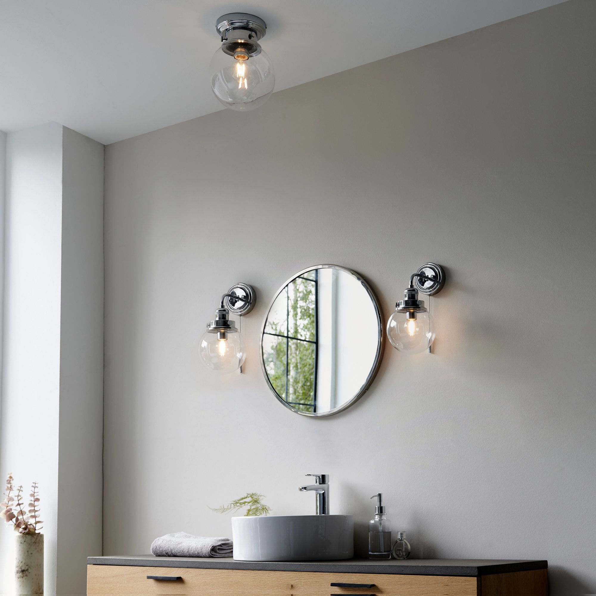 Endon Cheswick Single Light Flush - Chrome Plate & Clear Glass