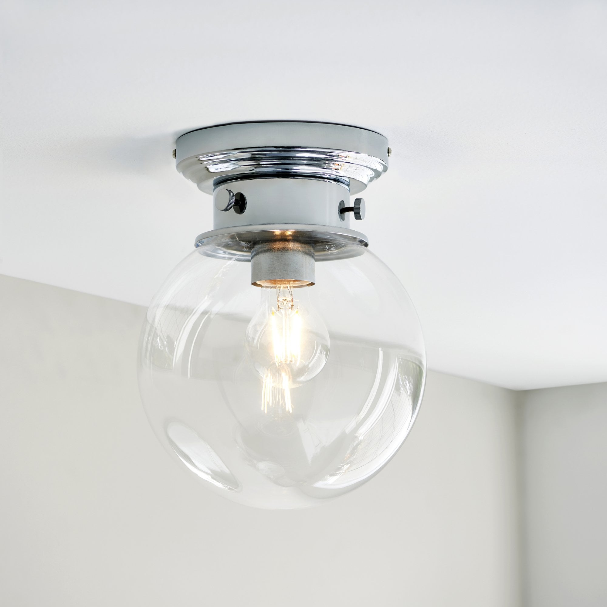Endon Cheswick Single Light Flush - Chrome Plate & Clear Glass